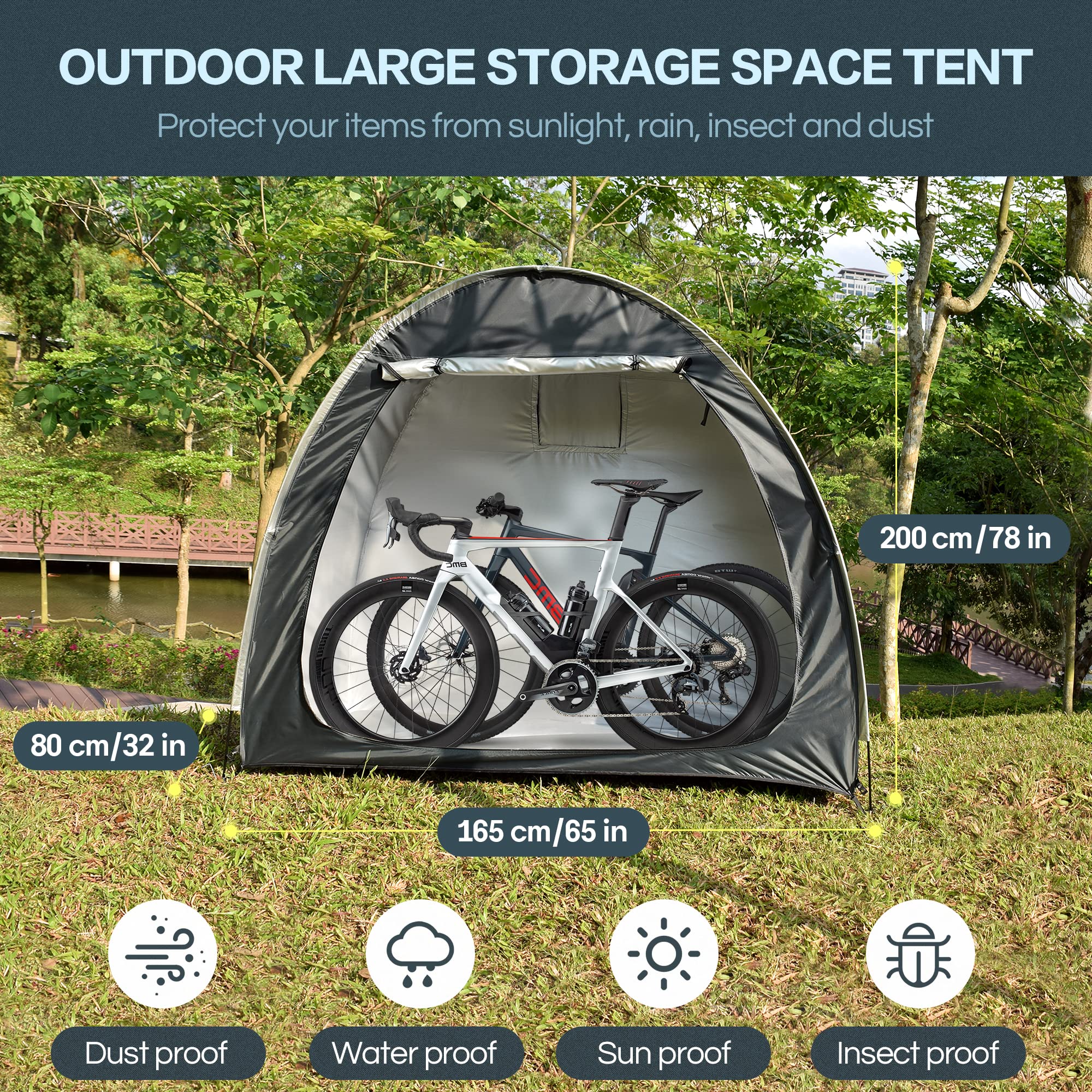 Bike Storage Tent, Anti-Dust Waterproof Bicycle Tent, Portable Bike Storage Tent For 3-4 Bikes, Foldable Bike Shelter For Garden