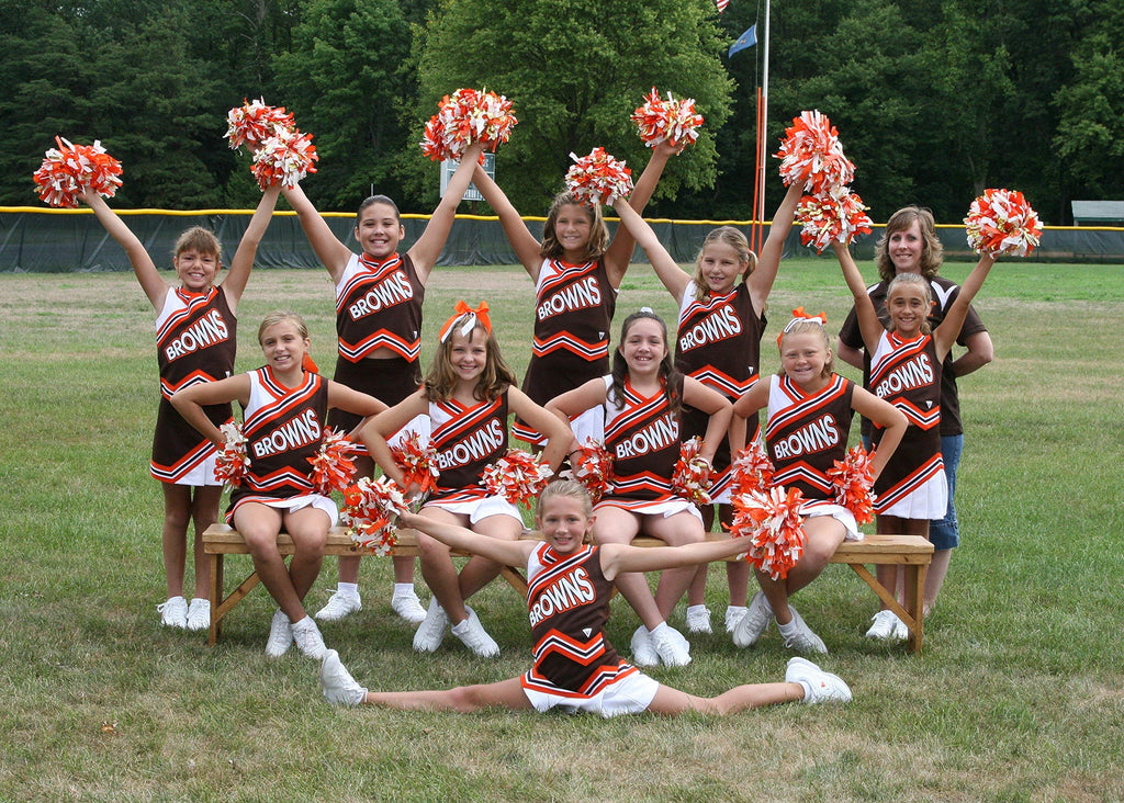 Puzine 2Pack 12'' Cheerleading Pom Poms With New Handle For Team Spirit Sports Dance Cheering Kids Adults(Orange)