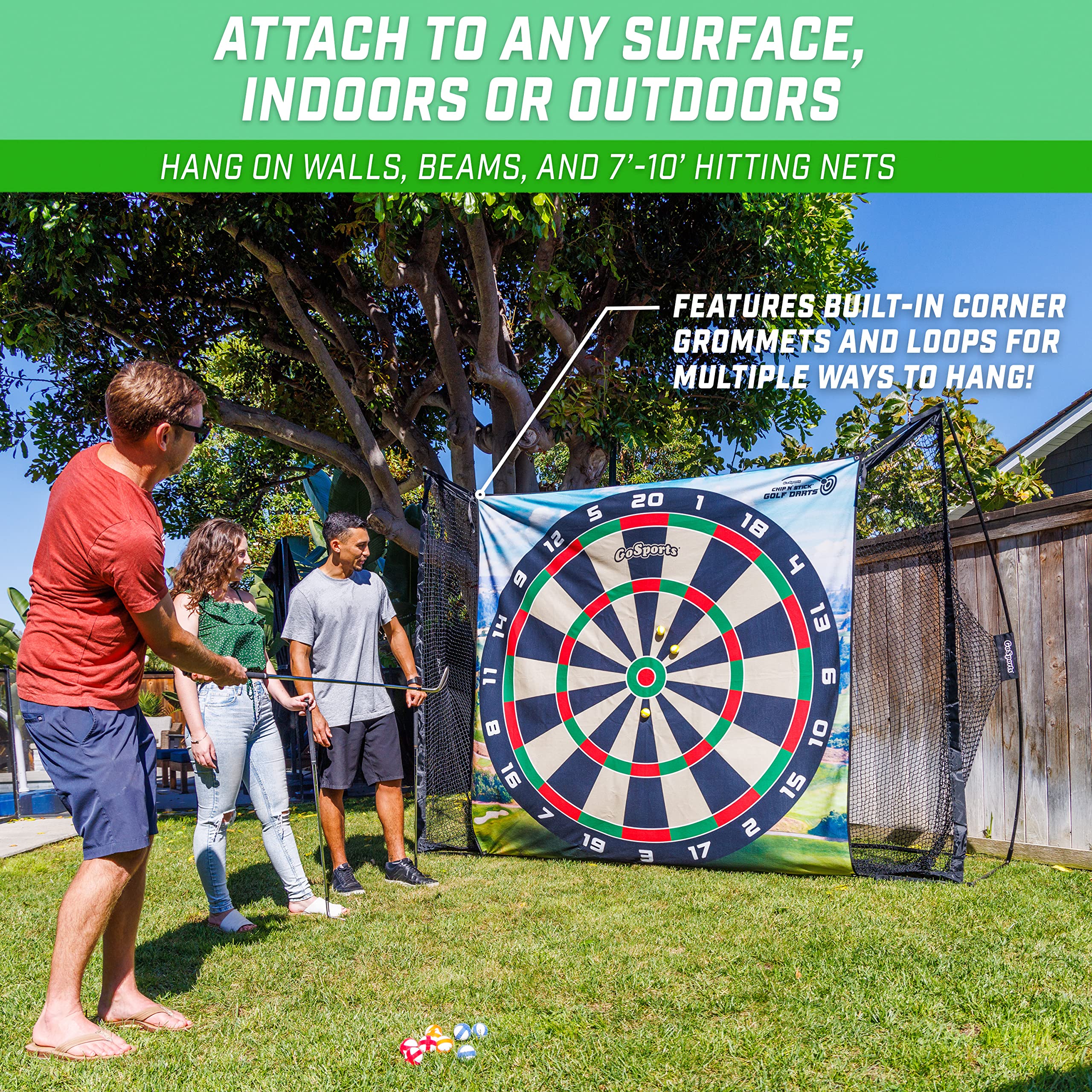 Gosports Chip N' Stick Golf Chipping Mat Game With Golf Balls - Choose Classic, Darts Or Islands