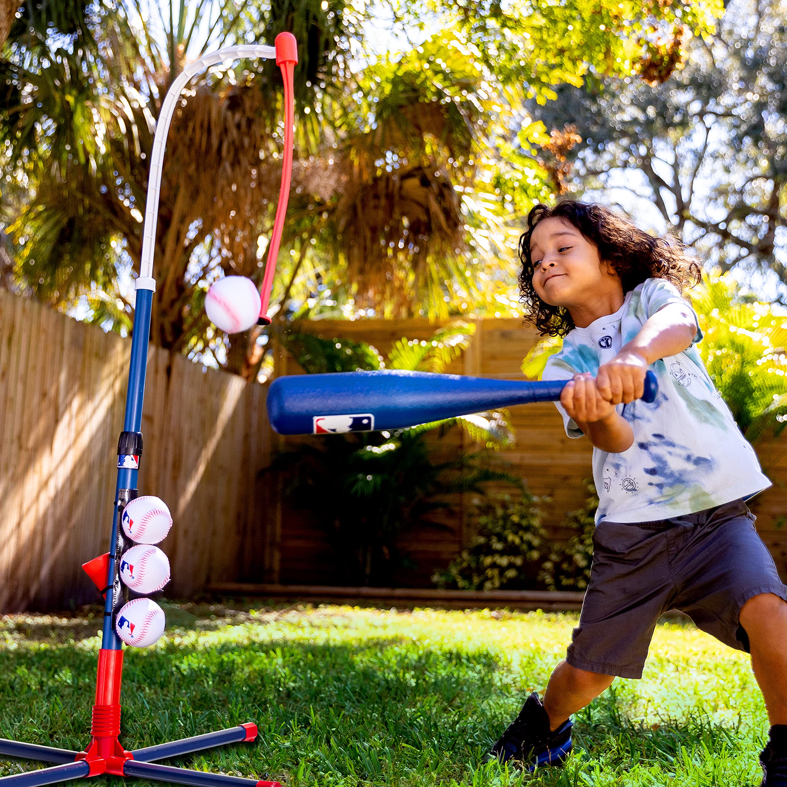 Franklin Sports Kids Batting Tee - Mlb 2-In-1 Grow-With-Me - Adjustable Youth Hitting Tee - Perfect For Teeball And Baseball, Mu