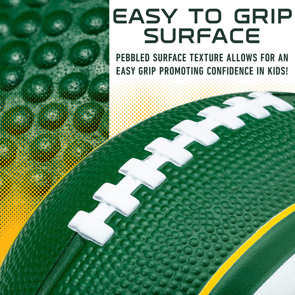 Franklin Sports Nfl Green Bay Packers Football - Kids Foam Football - Soft Football - Mini Size - Perfect For Gameday - 8.5'' 3D