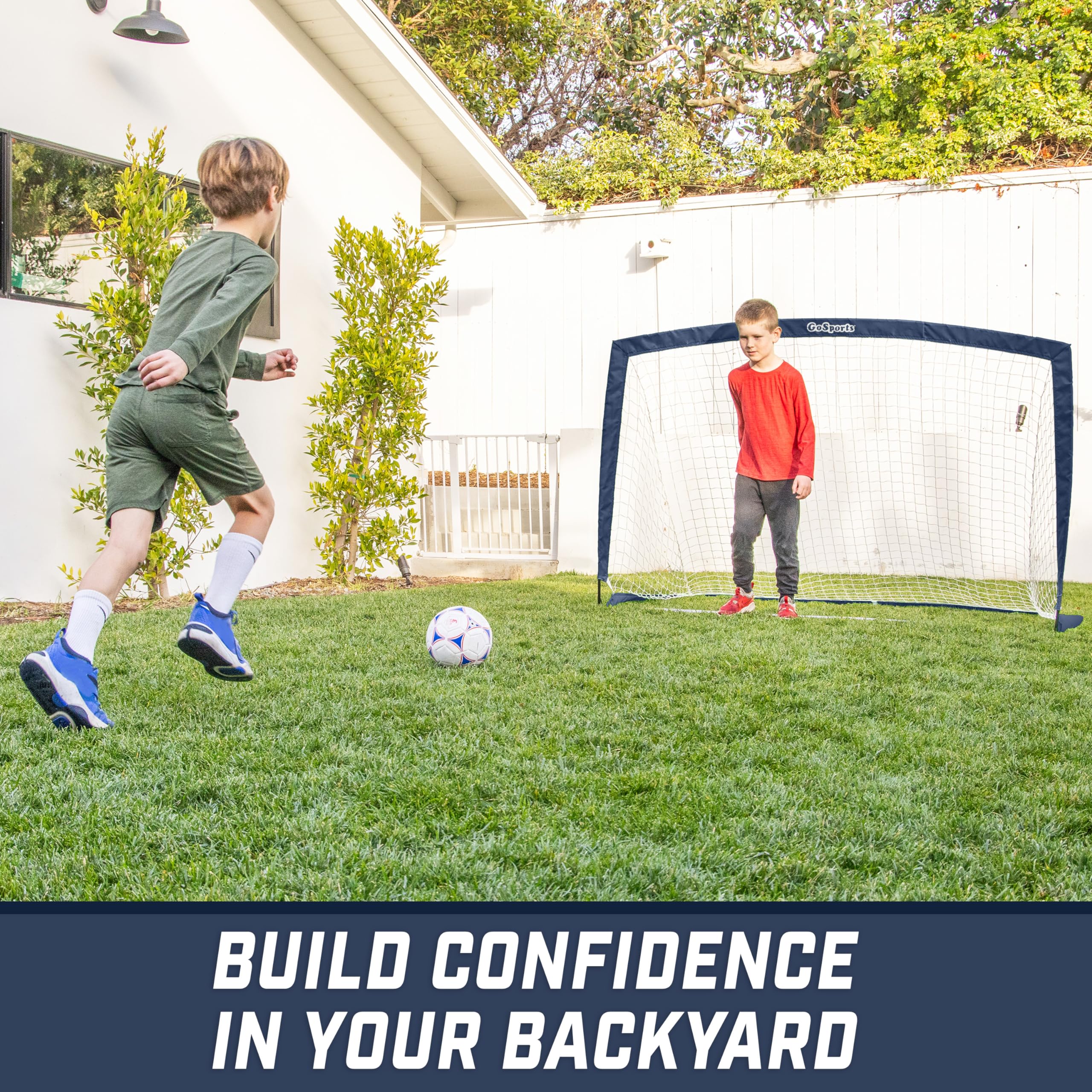 Gosports Team Tone 6 Ft X 4 Ft Portable Soccer Goal For Kids - Pop Up Net For Backyard - Navy