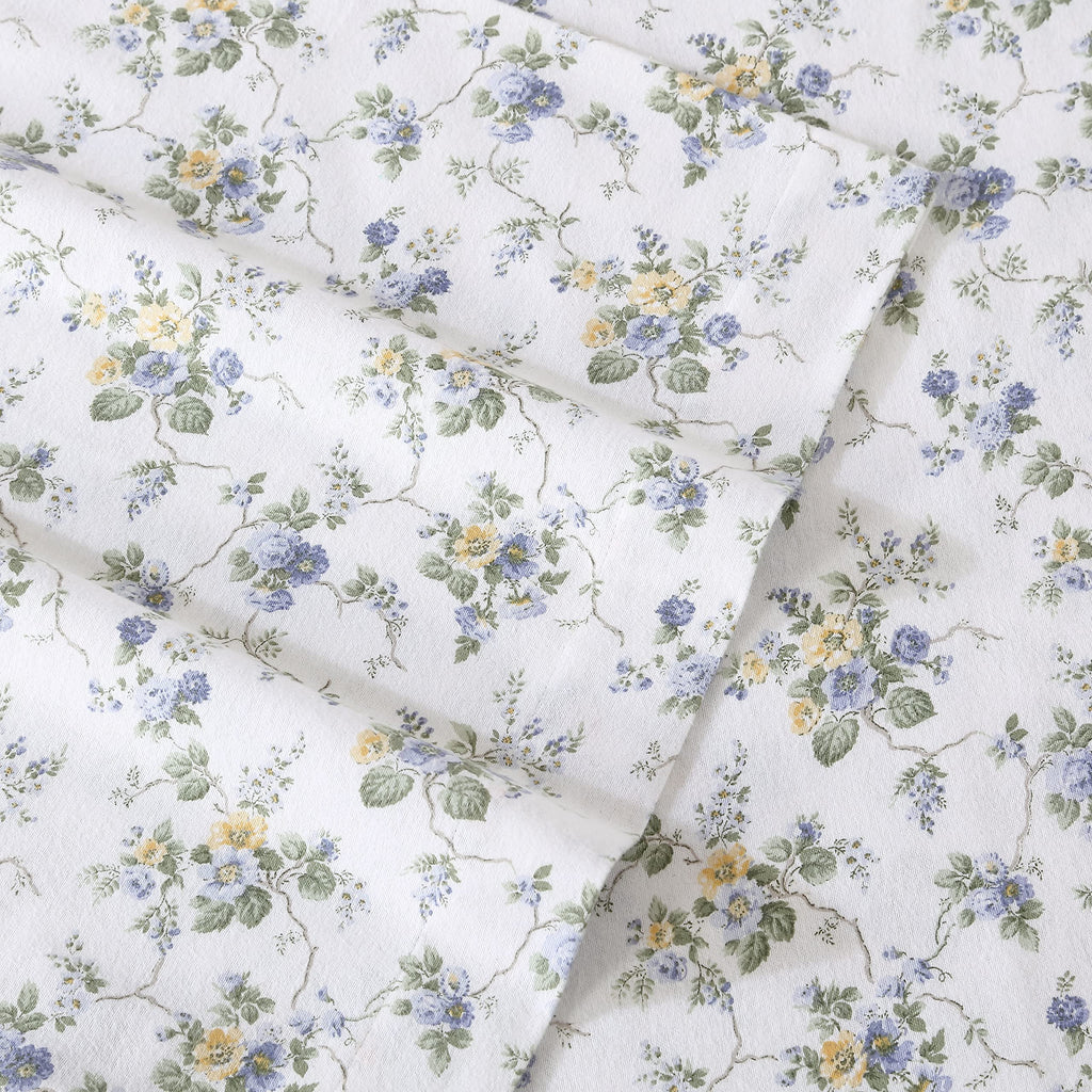 Laura Ashley Home - Flannel Collection - Sheet Set - 100 Cotton, Ultra-Soft Brushed Flannel, Pre-Shrunk  Anti-Pill, Machine Wash