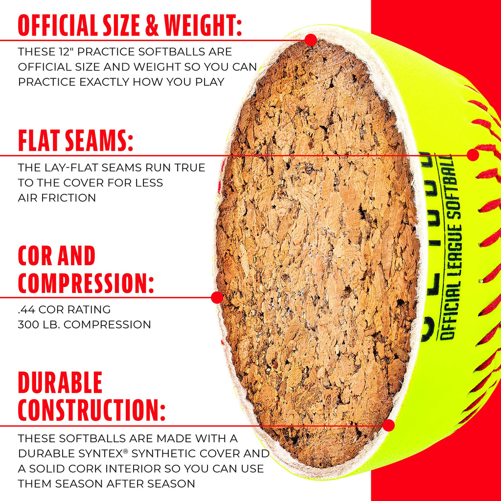 Franklin Sports Official Size Softballs - 12'' Fastpitch Practice Great For + Training Weight 4 Pack