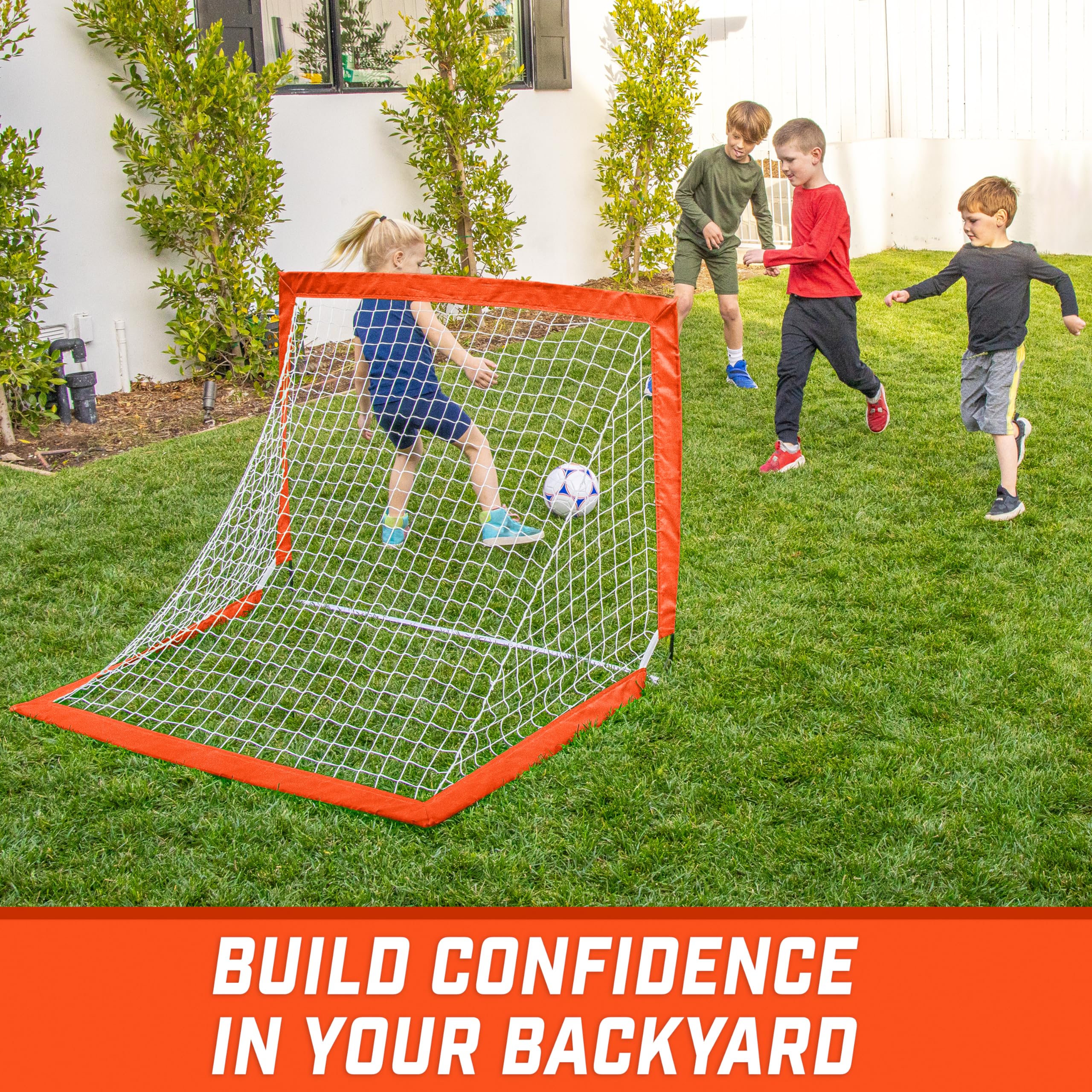 Gosports Team Tone 4 Ft X 3 Ft Portable Soccer Goal For Kids - Pop Up Net For Backyard - Red
