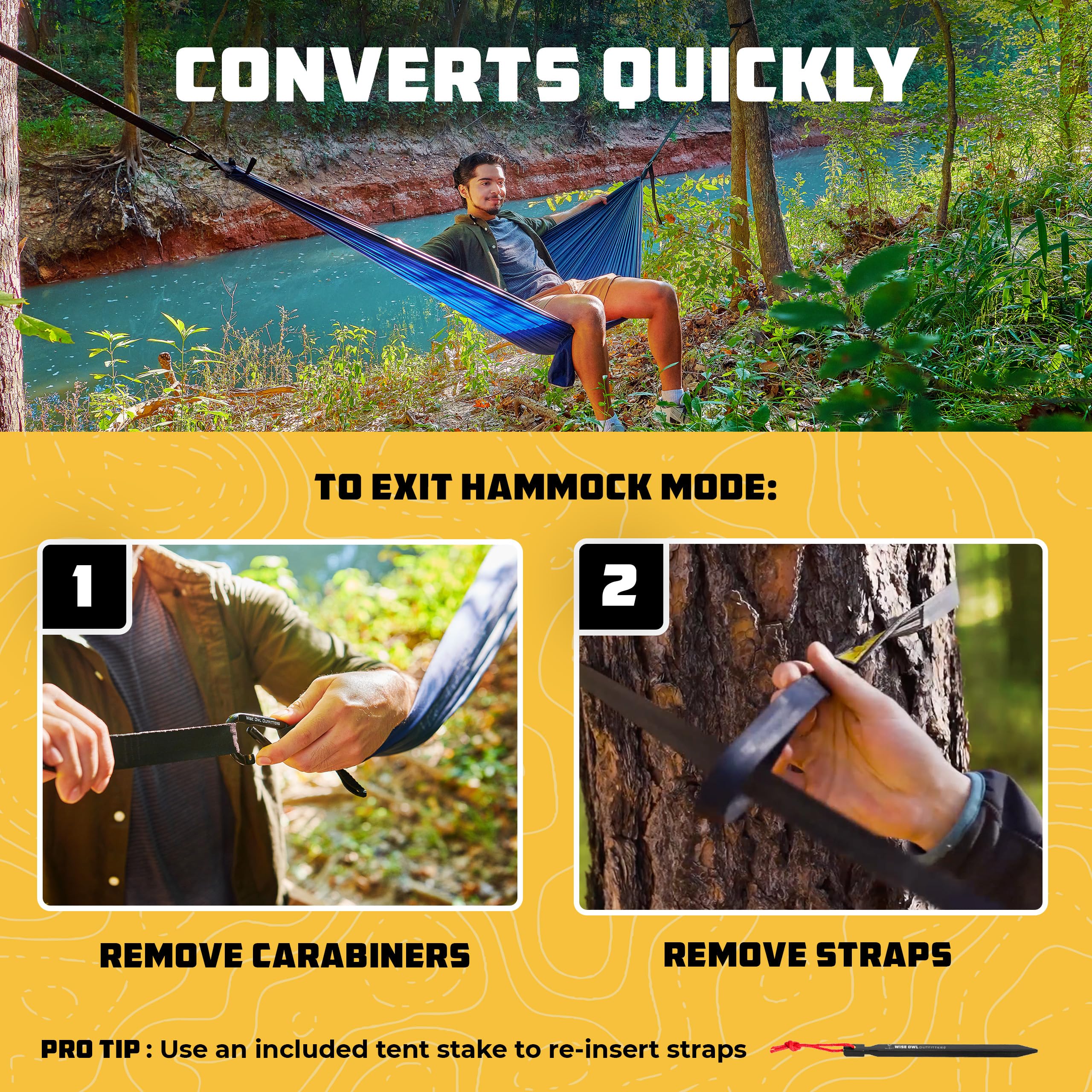 Wise Owl Outfitters 4In1 Hammock - Camping Hammock, Shelter Tarp, Poncho, And Footprint - Camping Essentials And Accessories For