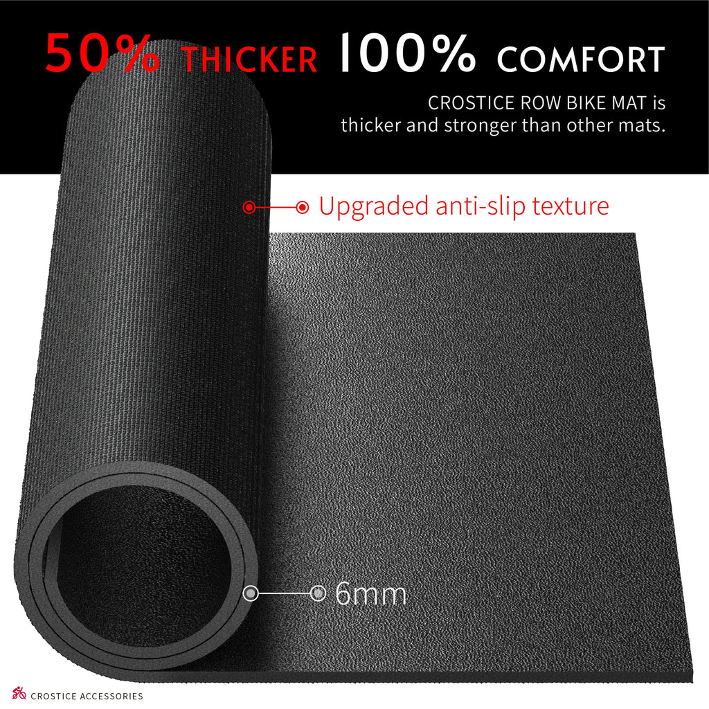 Crostice Double Mat Compatible With Peloton Bike, Row & Concept 2 Rowing Machine, Thickness 6Mm, Bike Trainer Accessories, 11.8X