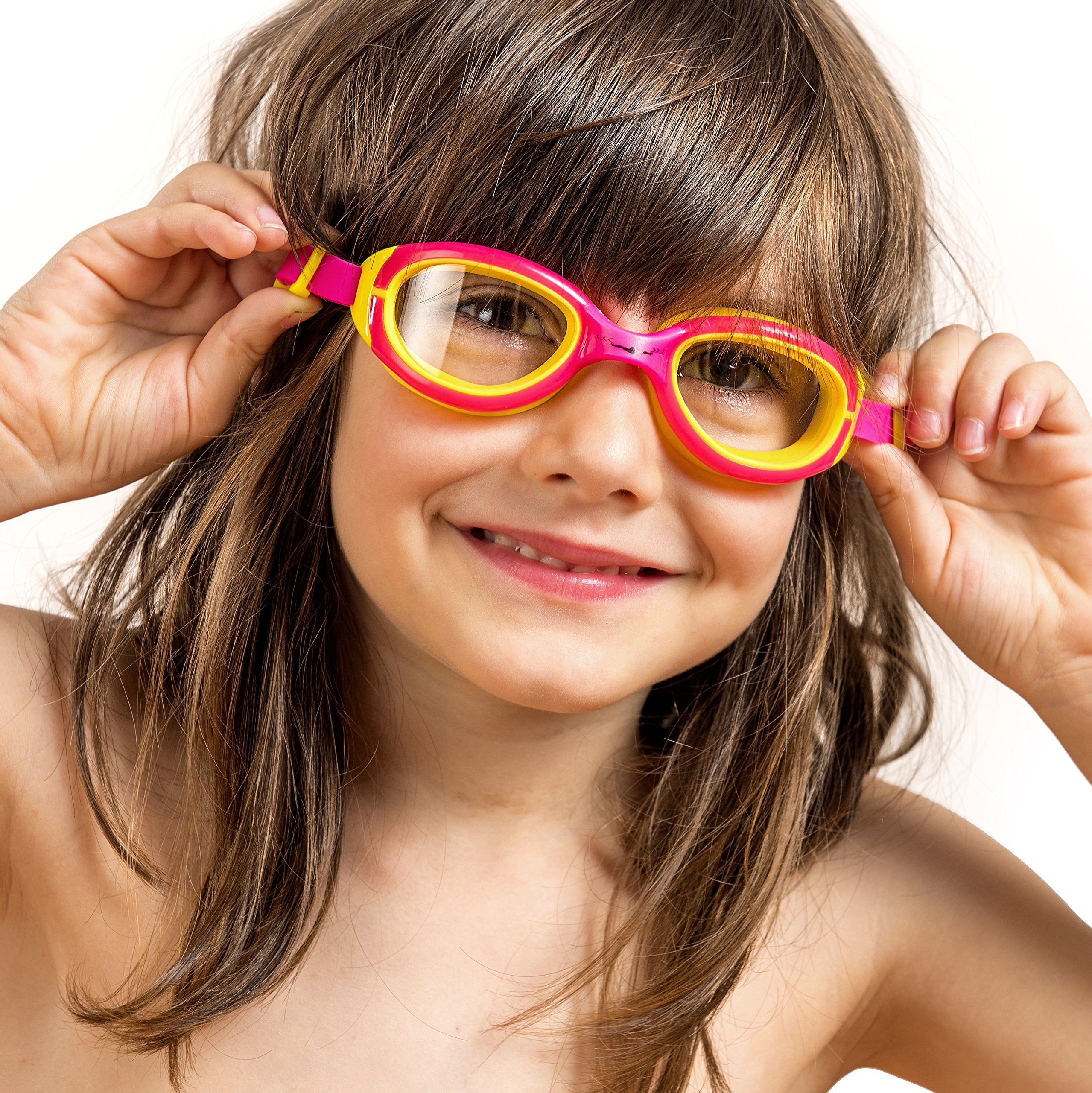 Aqtivaqua Kids Swim Goggles Swimming Goggles For Kids Youth Childrens Boys Girls (Hotpink/Yellow Colour)