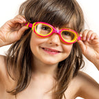 Aqtivaqua Kids Swim Goggles Swimming Goggles For Kids Youth Childrens Boys Girls (Neonblue/Magenta Colour)