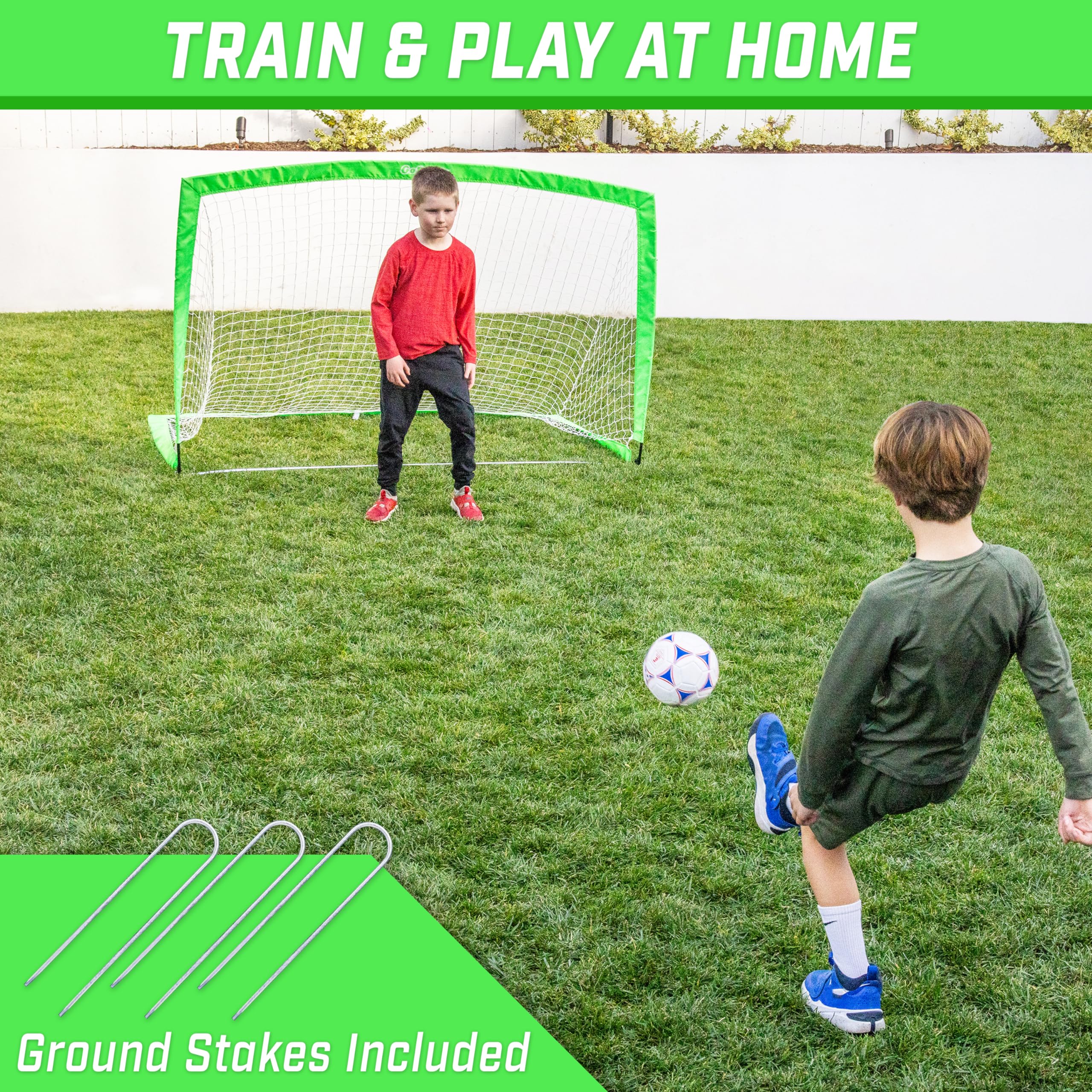 Gosports Team Tone 6 Ft X 4 Ft Portable Soccer Goal For Kids - Pop Up Net For Backyard - Bright Green