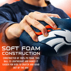 Franklin Sports Nfl Denver Broncos Football - Kids Foam Football - Soft Football - Mini Size - Perfect For Gameday - 8.5'' 3D Lo