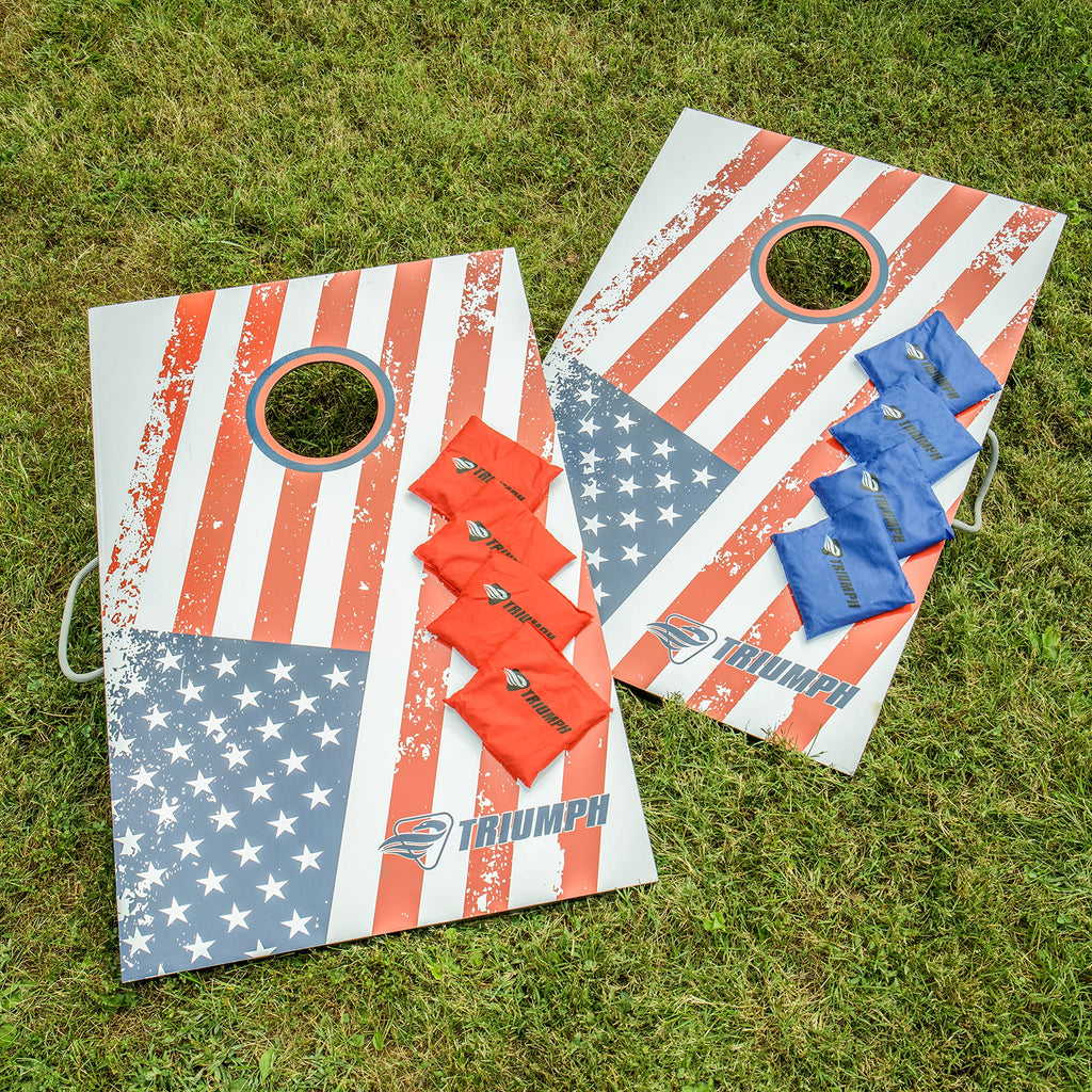 Triumph Sports Triumph Patriotic Classic 2X3 Cornhole Set - Includes 2 Patriotic Boards, 8 All-Weather Cornhole Bags