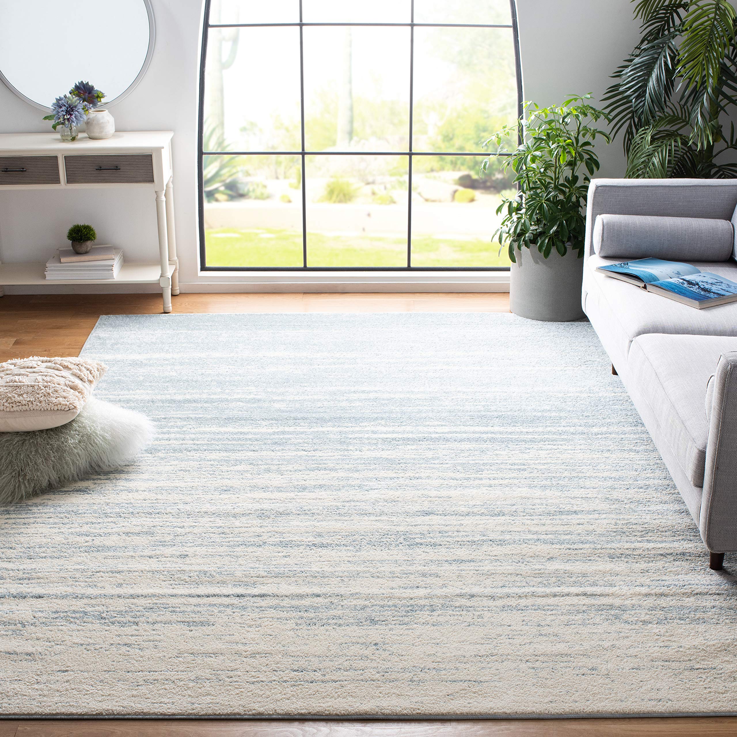 Safavieh Adirondack Collection 6 X 9 Slate  Cream Adr113T Modern Ombre Non-Shedding Living Room Bedroom Dining Home Office Area 