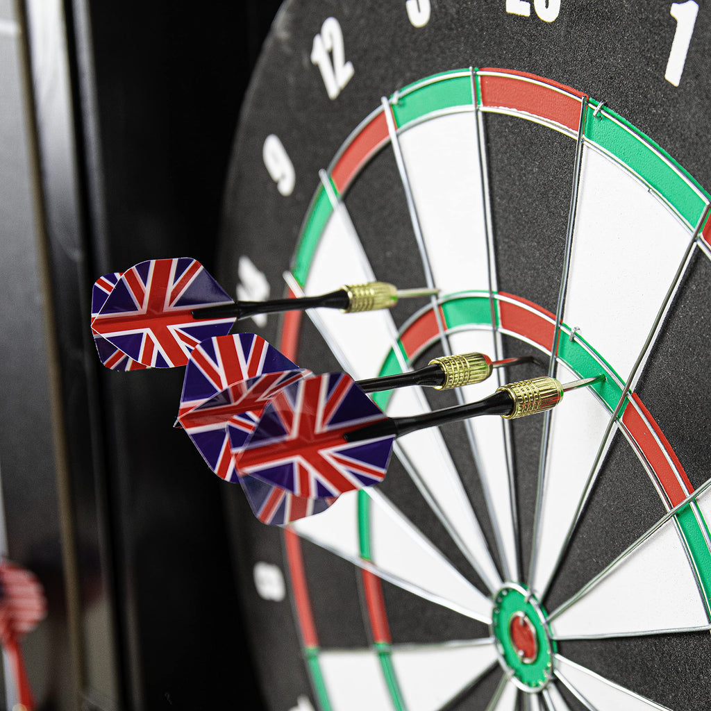 Dmi Sports Recreational Dartboard Cabinet Set - Includes Dartboard, Two Dart Sets, And Traditional Chalk Scoring