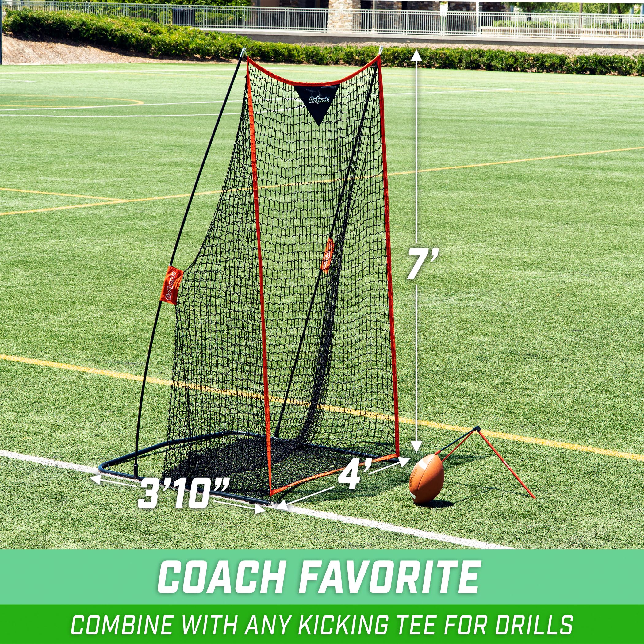 Gosports Football 7 Ft X 4 Ft Kicking Net - Sideline Practice For Punting Or Place Kicks, Ultra-Portable Design With Weighted Sa