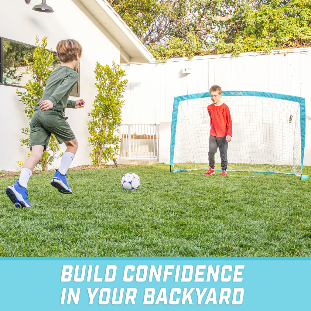Gosports Team Tone 6 Ft X 4 Ft Portable Soccer Goal For Kids - Pop Up Net For Backyard - Light Blue