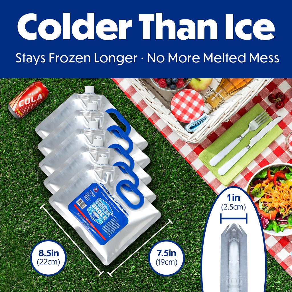 Cooler Shock Reusable Ice Packs For Cooler, 8.5X7.5 - Long Lasting Cold Freezer Packs For Coolers And Lunch Boxes - Cooler Ice P