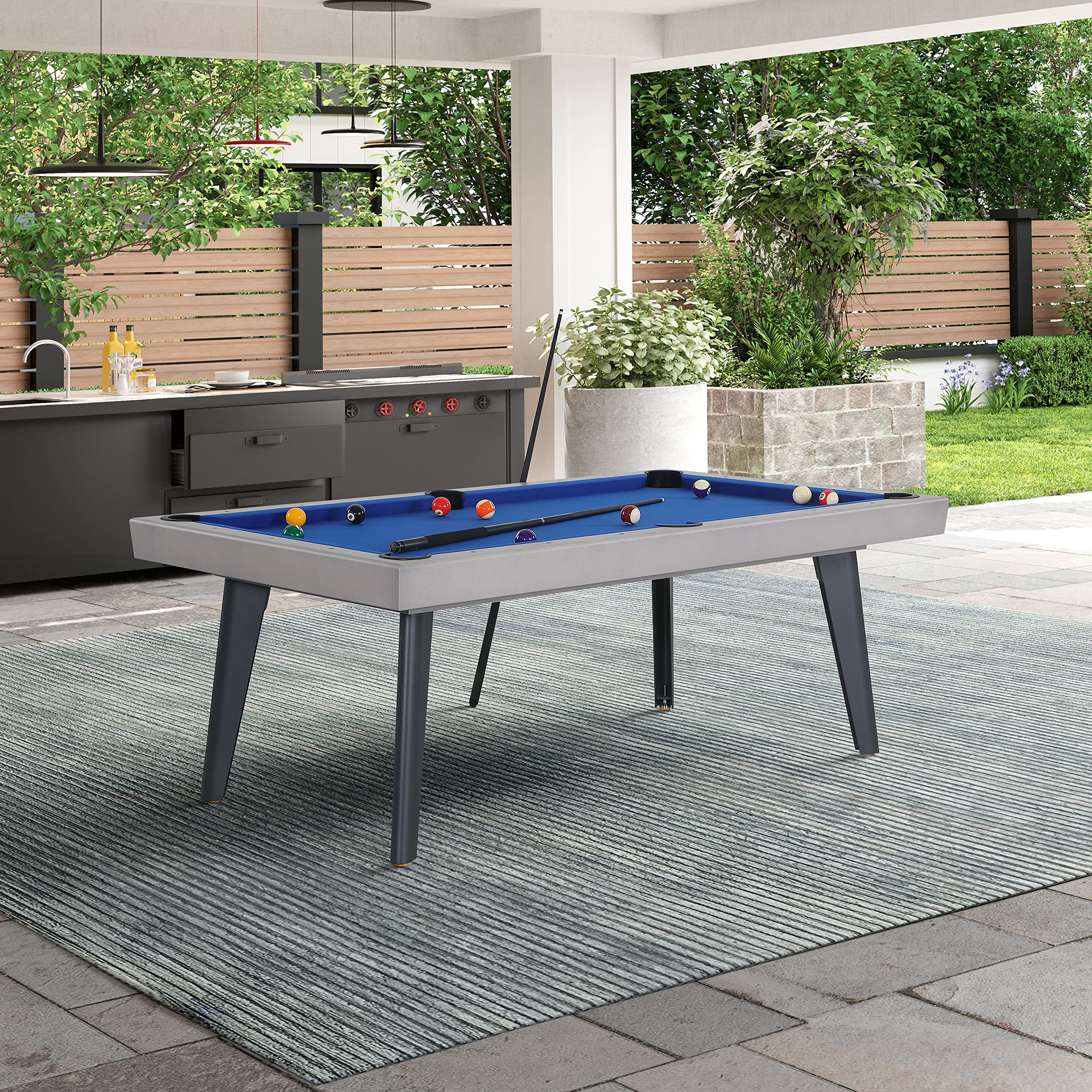 Playcraft Santorini 82 Outdoor Slate Pool Table with Dining Top and Ping Pong