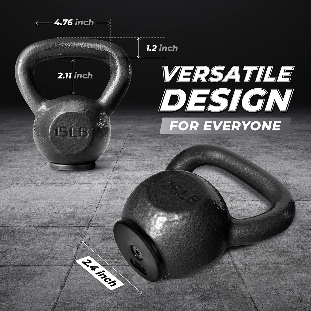 Yes4All Protect Floor Kettlebell Cast Iron Rubber Base - 15 Lbs
