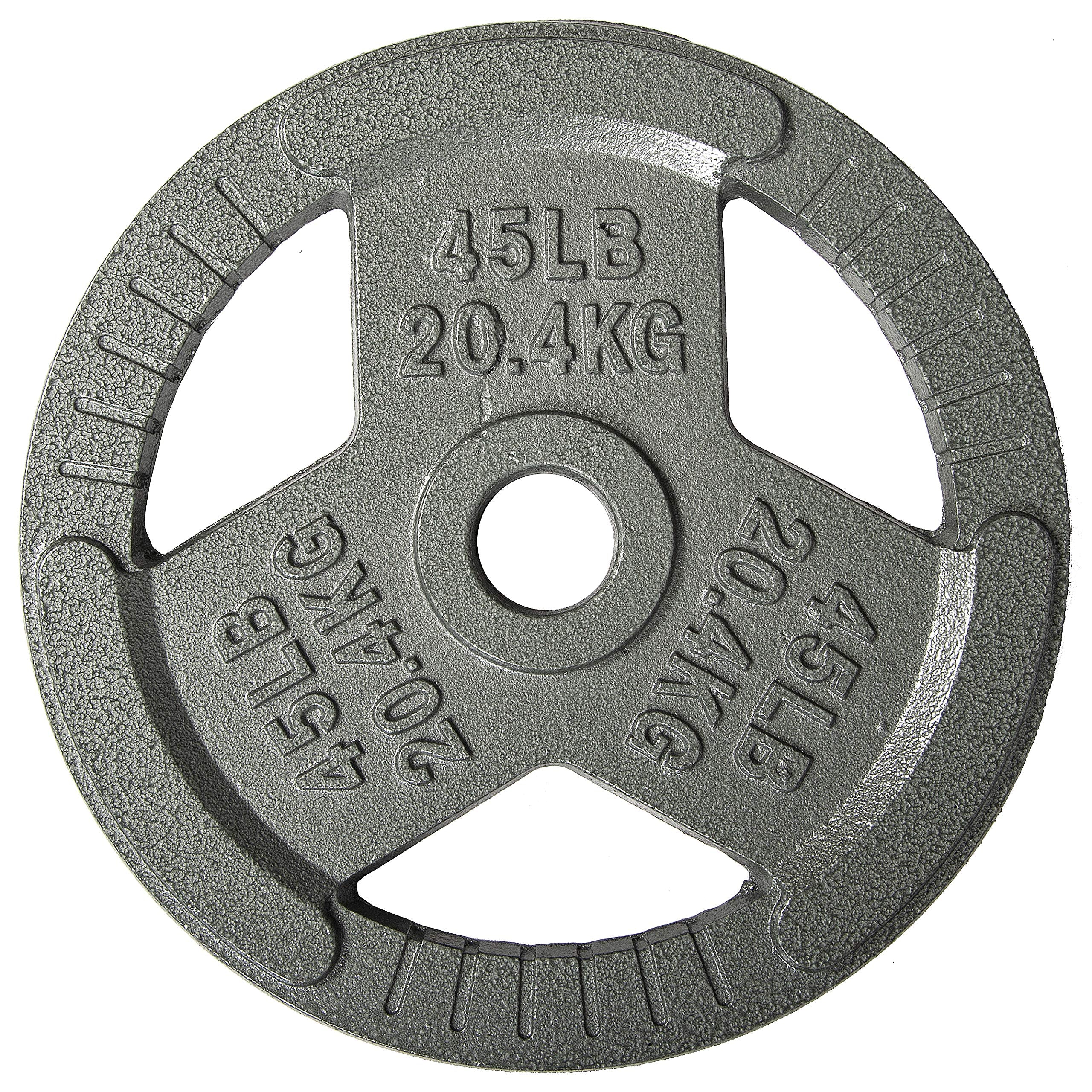 Fitvids Cast Iron Plate Weight Plate For Strength Training And Weightlifting, 2-Inch Center, 45Lb (Single)