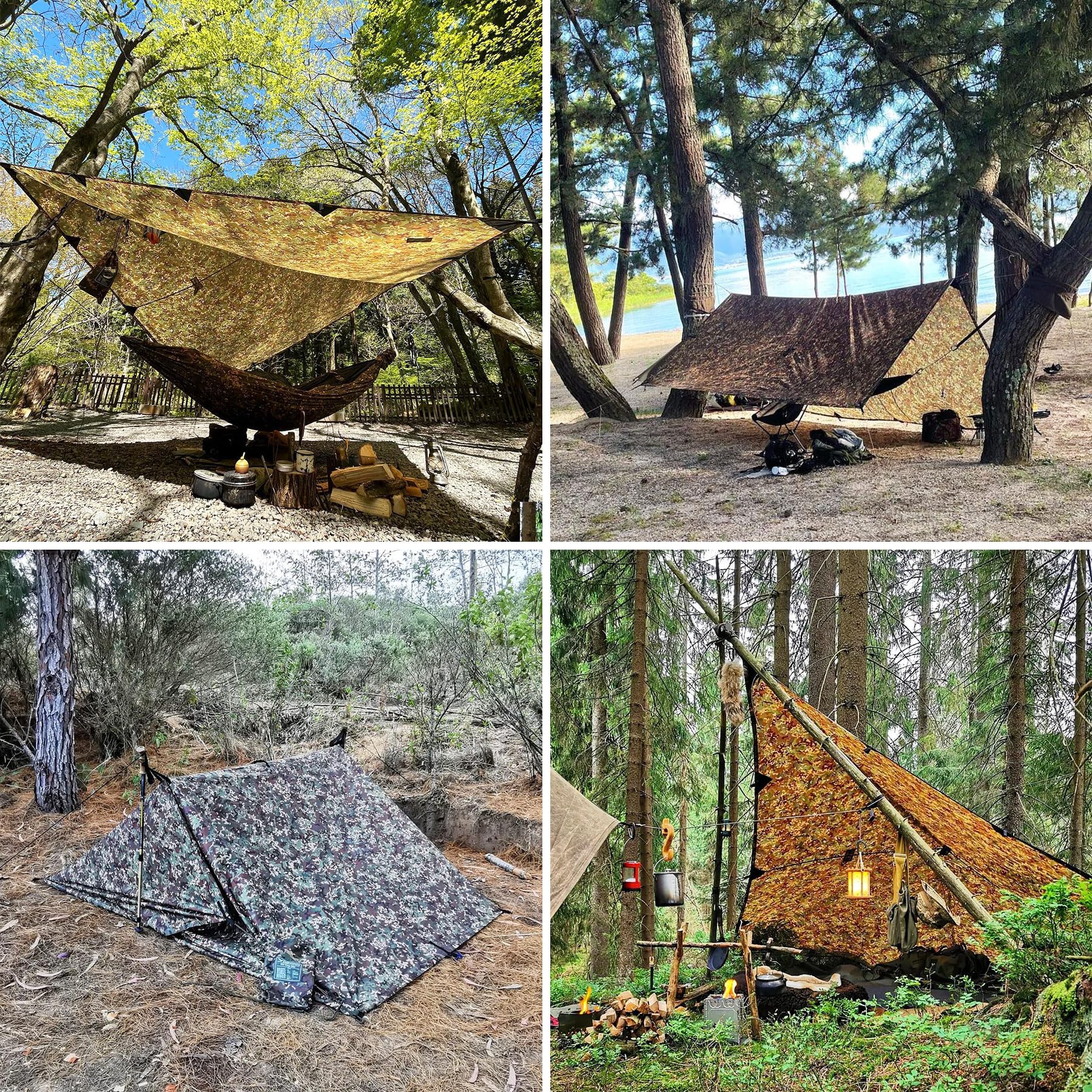 Dd Hammocks - Dd Tarp 3X3 - Mc (10Ft X 10Ft) - 100% Waterproof - Lightweight & Multifunctional Camo Rainfly Tarp Tent Shelter Fo