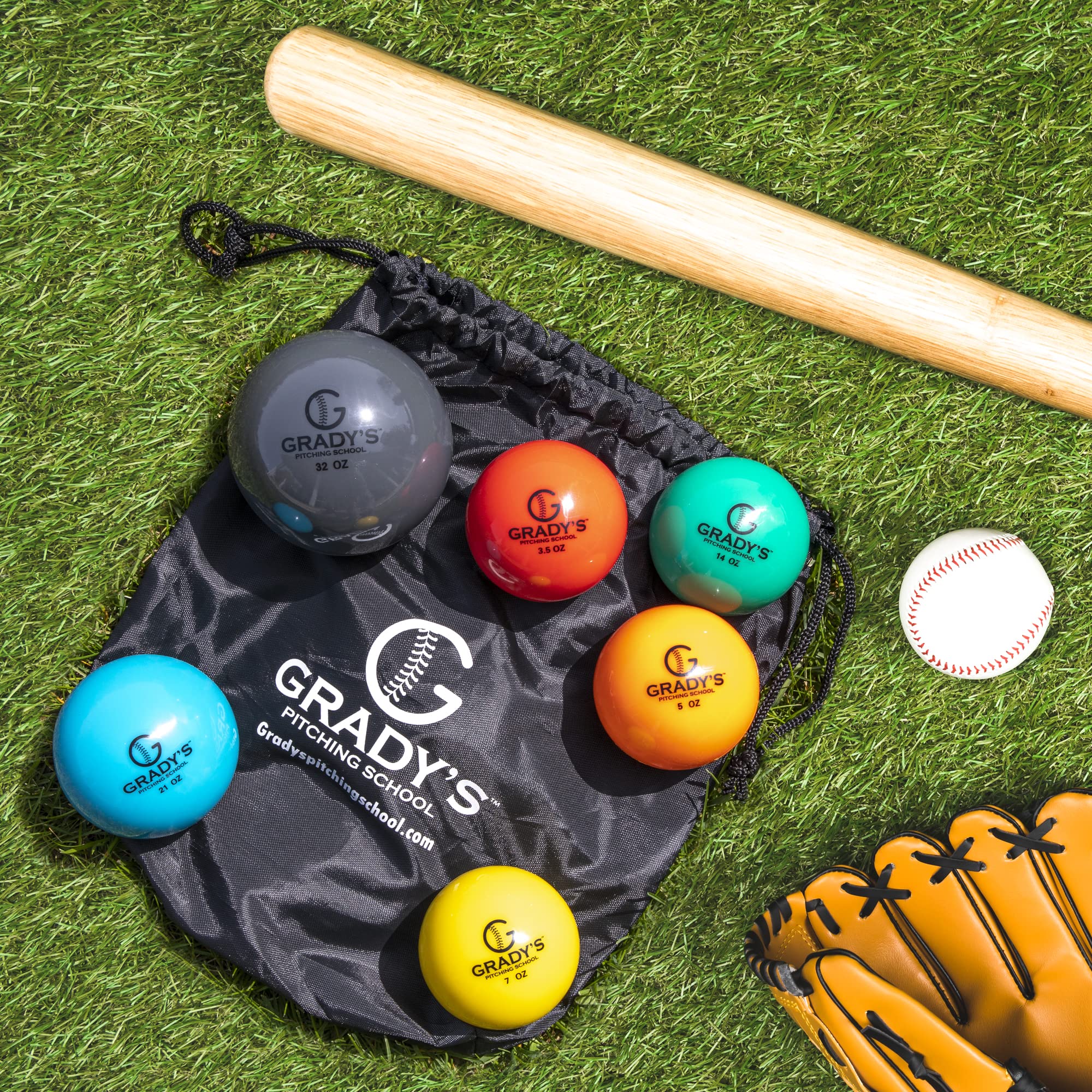 Soft Shell Weighted Ball Set 32, 21, 14, 7, 5, And 3.5Oz-Pitching/Throwing Velocity Training For Baseball And Softball