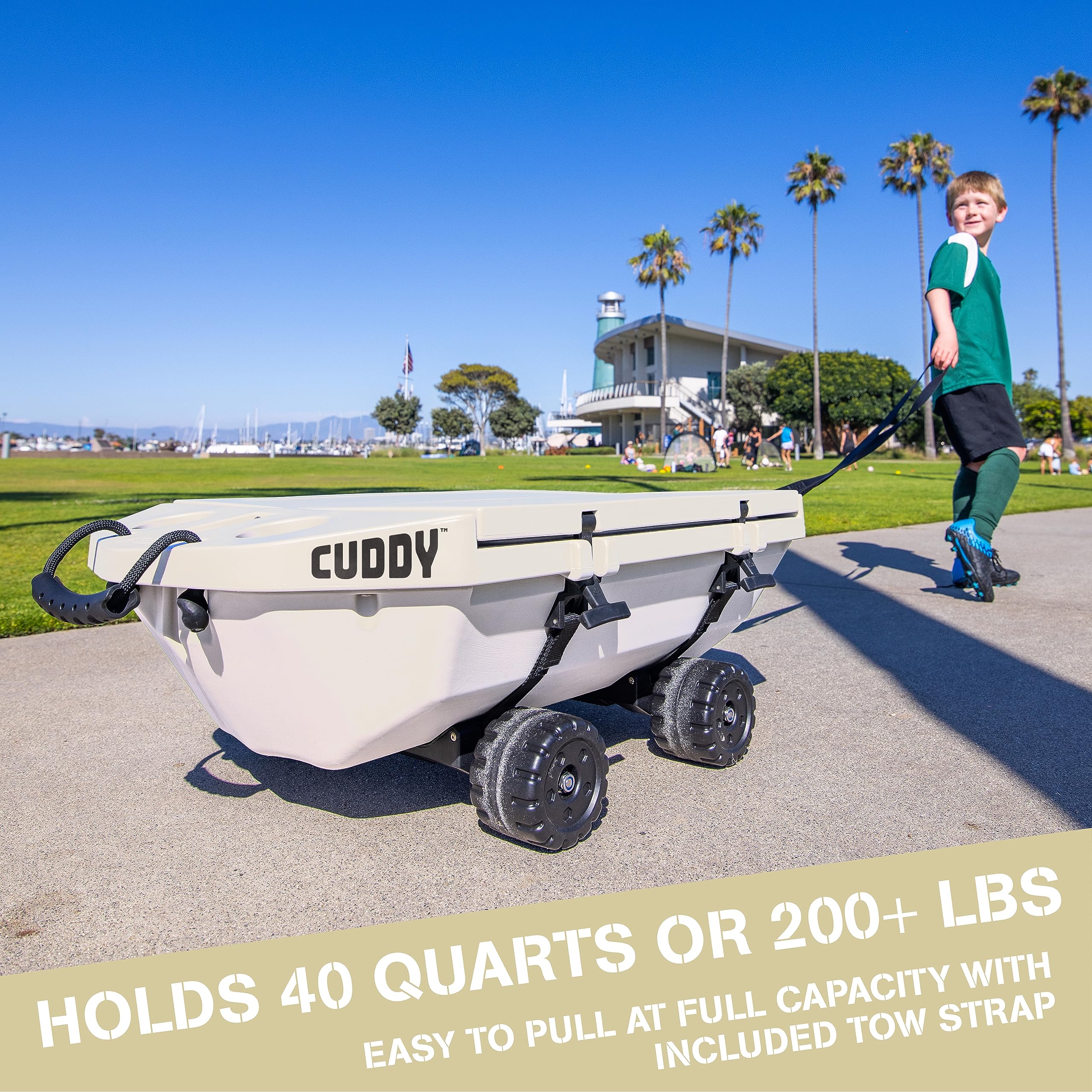 Cuddy Crawler Cooler with Wheels - 40 QT Amphibious Floating Cooler and Dry Storage Vessel - White