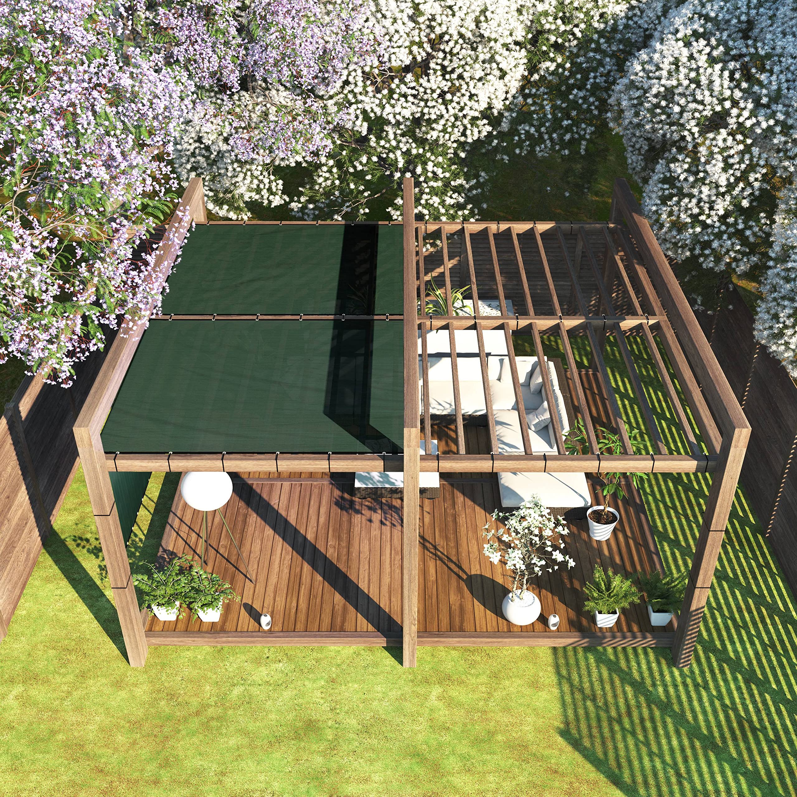 Colourtree Customized Size Fence Screen Privacy Screen Green 5 X 196 - Commercial Grade 170 Gsm - Heavy Duty - 3 Years Warranty