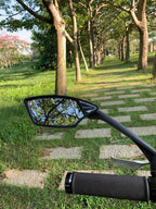 Meachow New Scratch Resistant Glass Lens,Handlebar Bike Mirror, Rotatable Safe Rearview Mirror, Bicycle Mirror, (Silver Left Sid