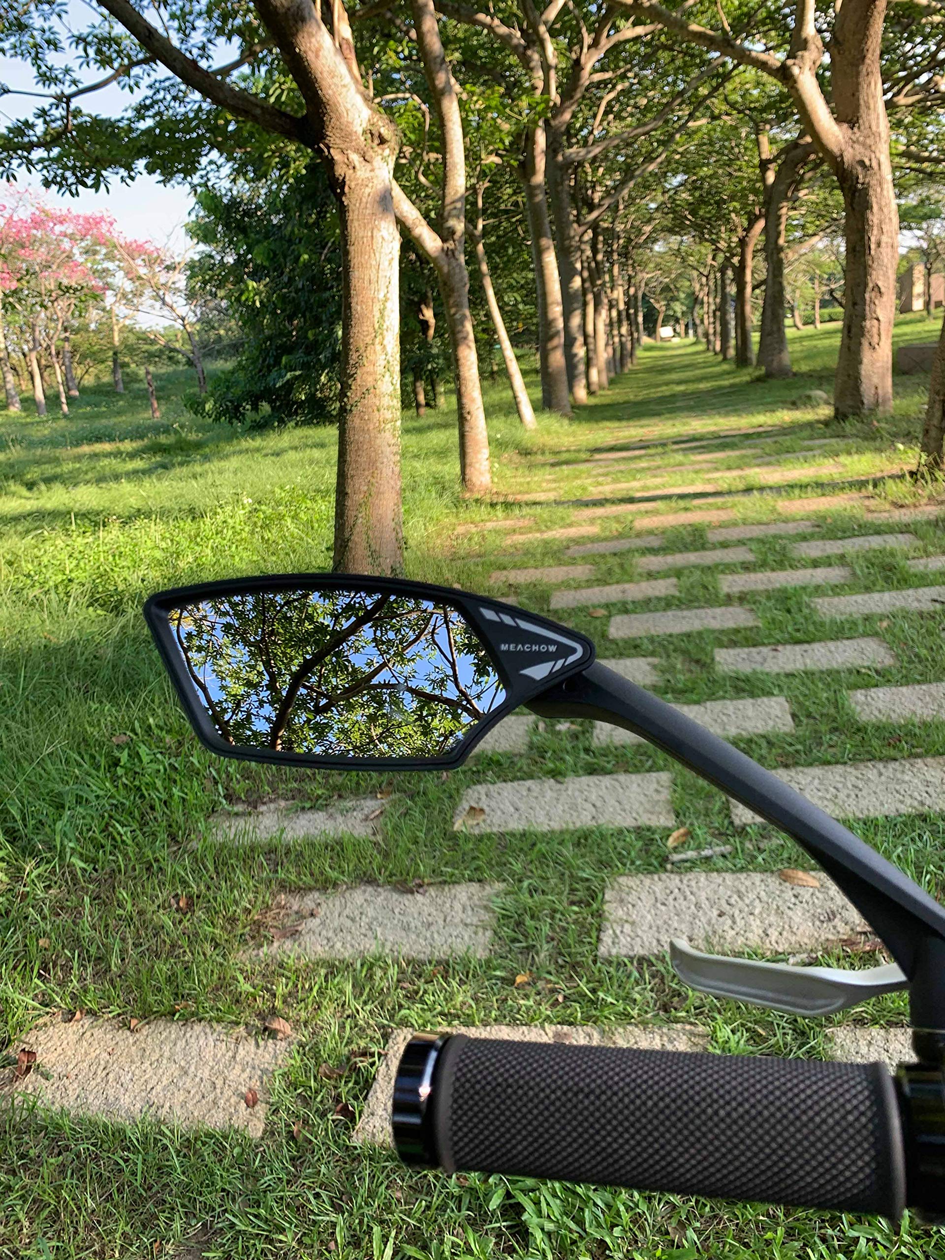 Meachow New Scratch Resistant Glass Lens,Handlebar Bike Mirror, Rotatable Safe Rearview Mirror, Bicycle Mirror, (Silver Left Sid