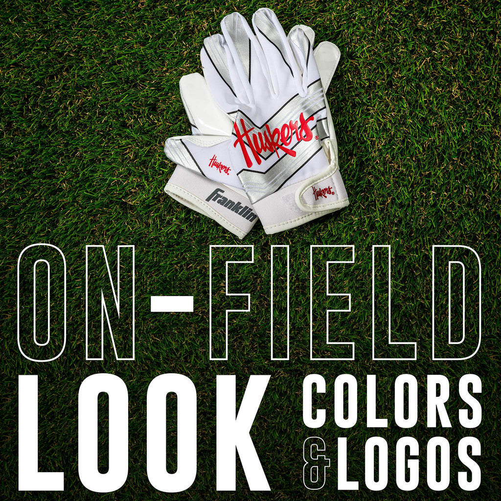 Franklin Sports Nebraska Huskers Youth College Football Receiver Gloves - Receiver Gloves For Kids - Ncaa Team Logos And Silicon