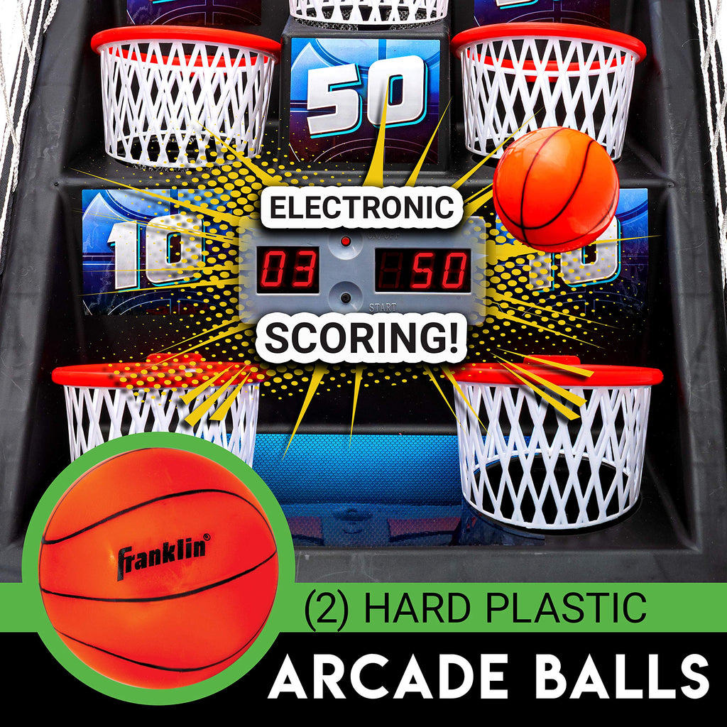 Franklin Sports Basketball Arcade Game - Table Top Bounce A Bucket Shootout Basketball Game - Indoor Electronic Basketball Gamer