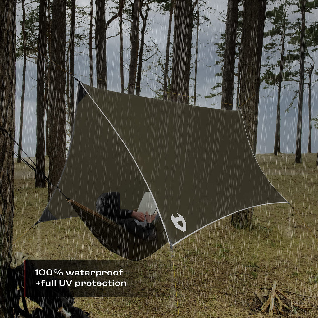 Rain Fly By Nocry 12X10 Lightweight Survival Camping Tarp; 100% Waterproof; Makes A Great Backpacking Tarp Or Hammock Shelter; C