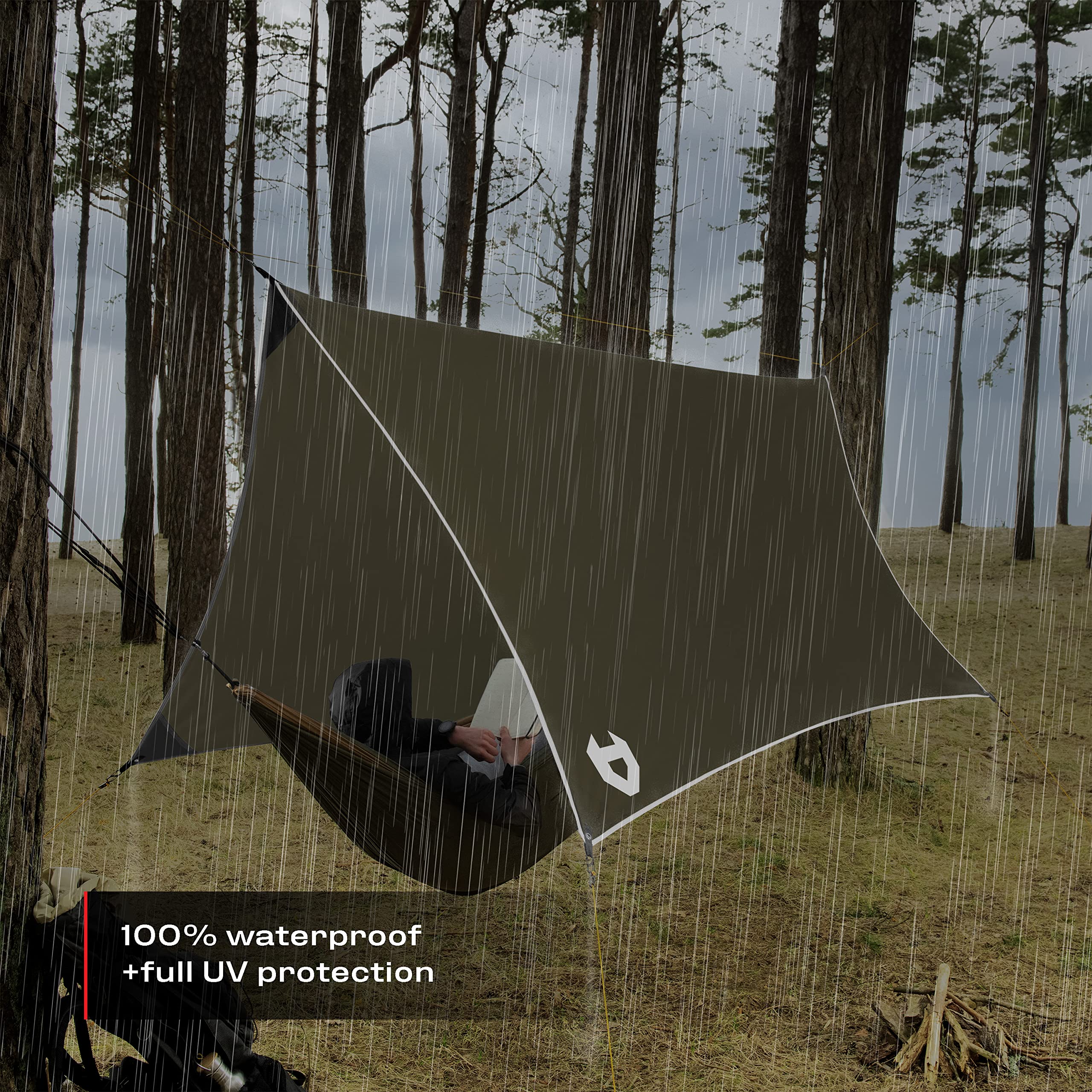 Rain Fly By Nocry 12X10 Lightweight Survival Camping Tarp; 100% Waterproof; Makes A Great Backpacking Tarp Or Hammock Shelter; C