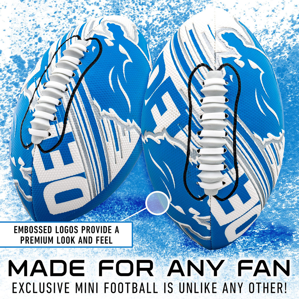 Franklin Sports Nfl Detroit Lions Football - Youth Mini Football - 8.5'' Junior Size Ball - Spacelace Easy Grip Texture- Perfect