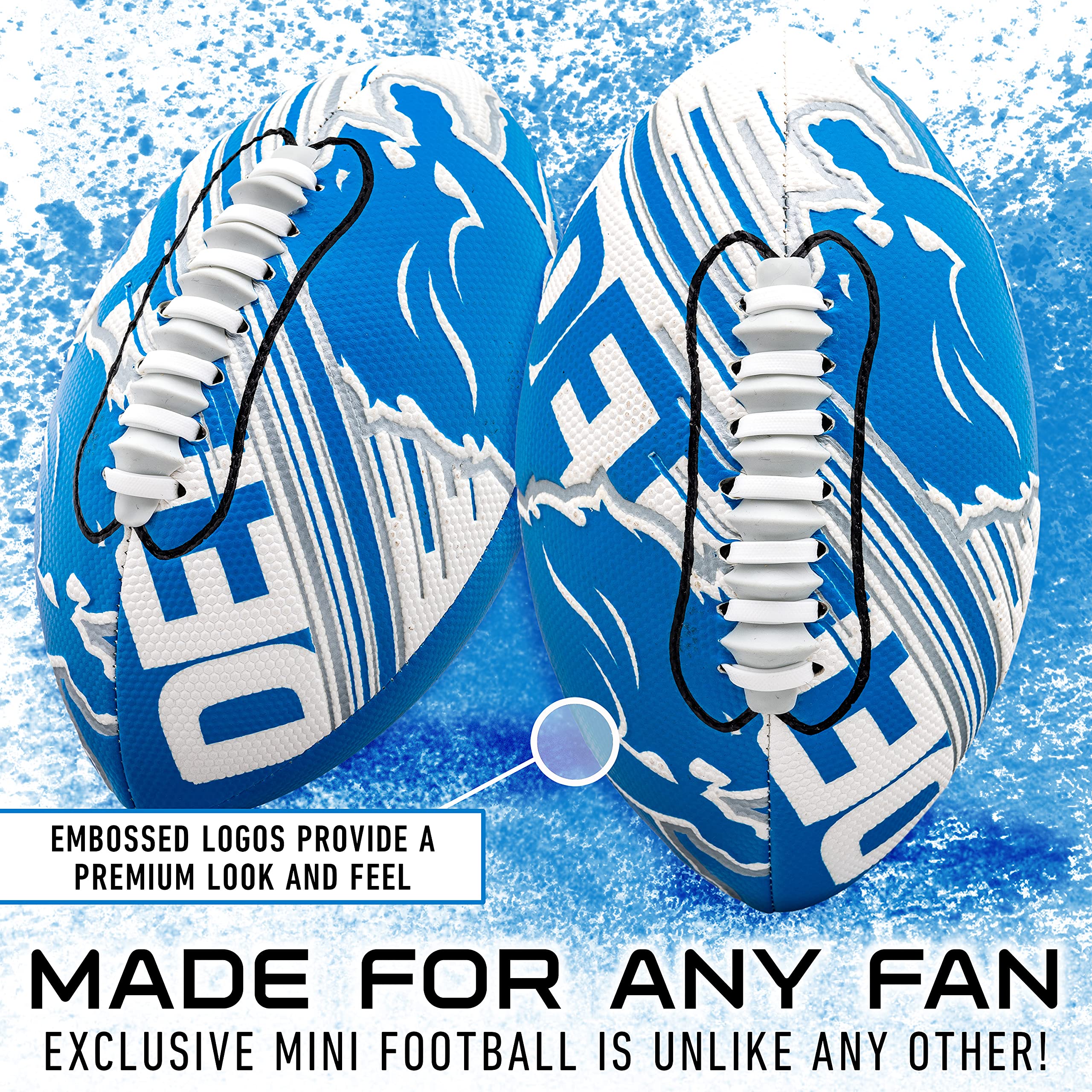 Franklin Sports Nfl Detroit Lions Football - Youth Mini Football - 8.5'' Junior Size Ball - Spacelace Easy Grip Texture- Perfect