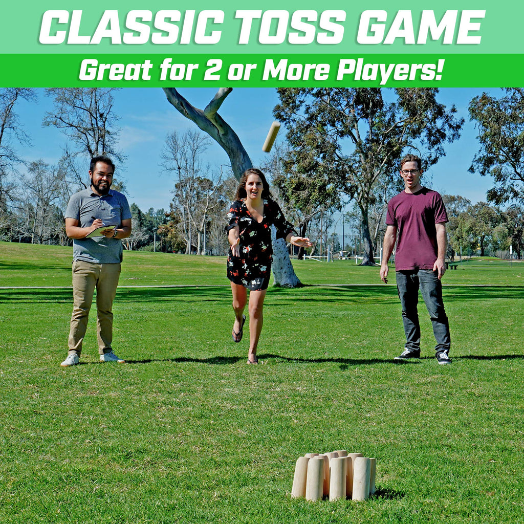 Gosports Skittle Scatter Numbered Block Toss Game With Scoreboard And Tote Bag - Fun Outdoor Game For All Ages