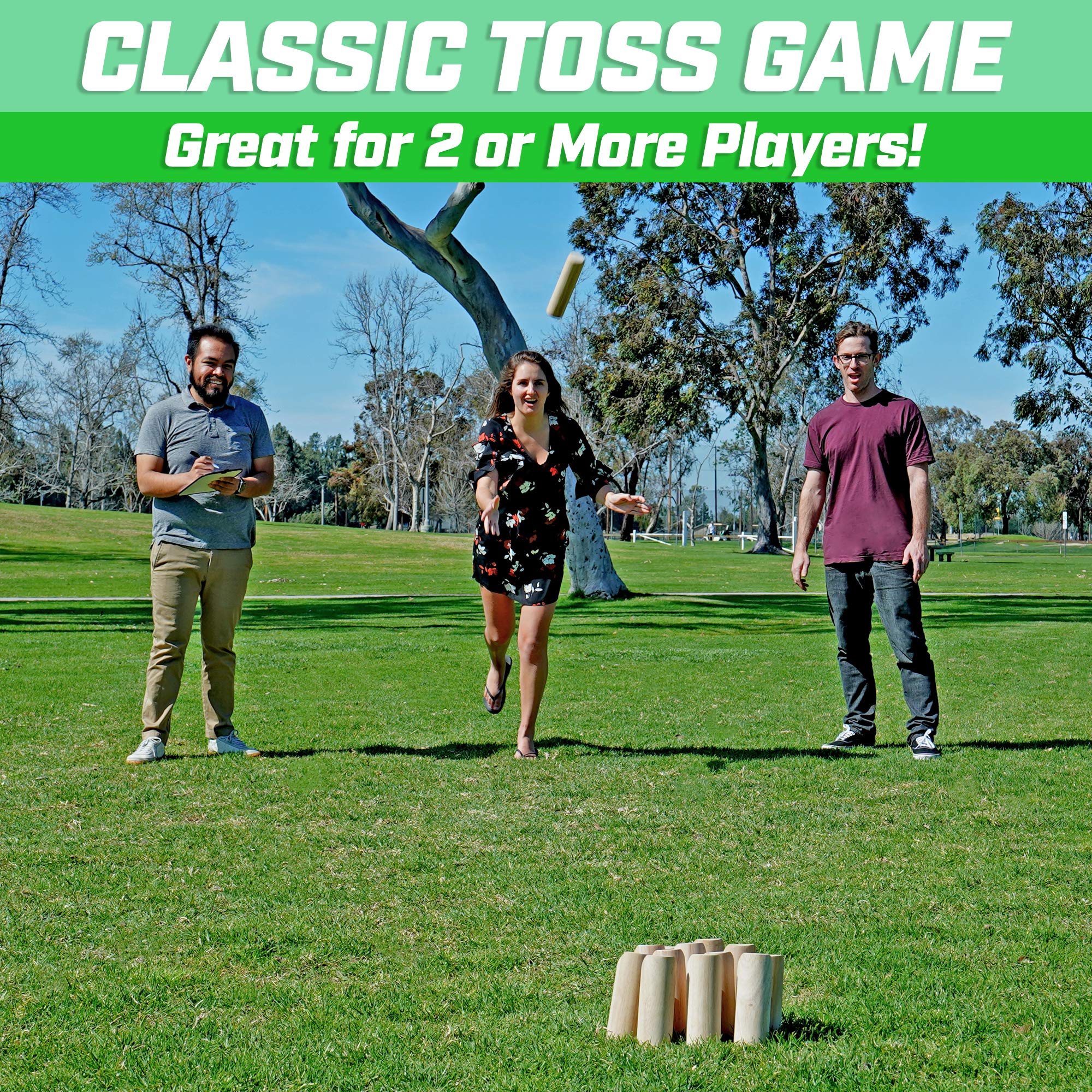 Gosports Skittle Scatter Numbered Block Toss Game With Scoreboard And Tote Bag - Fun Outdoor Game For All Ages