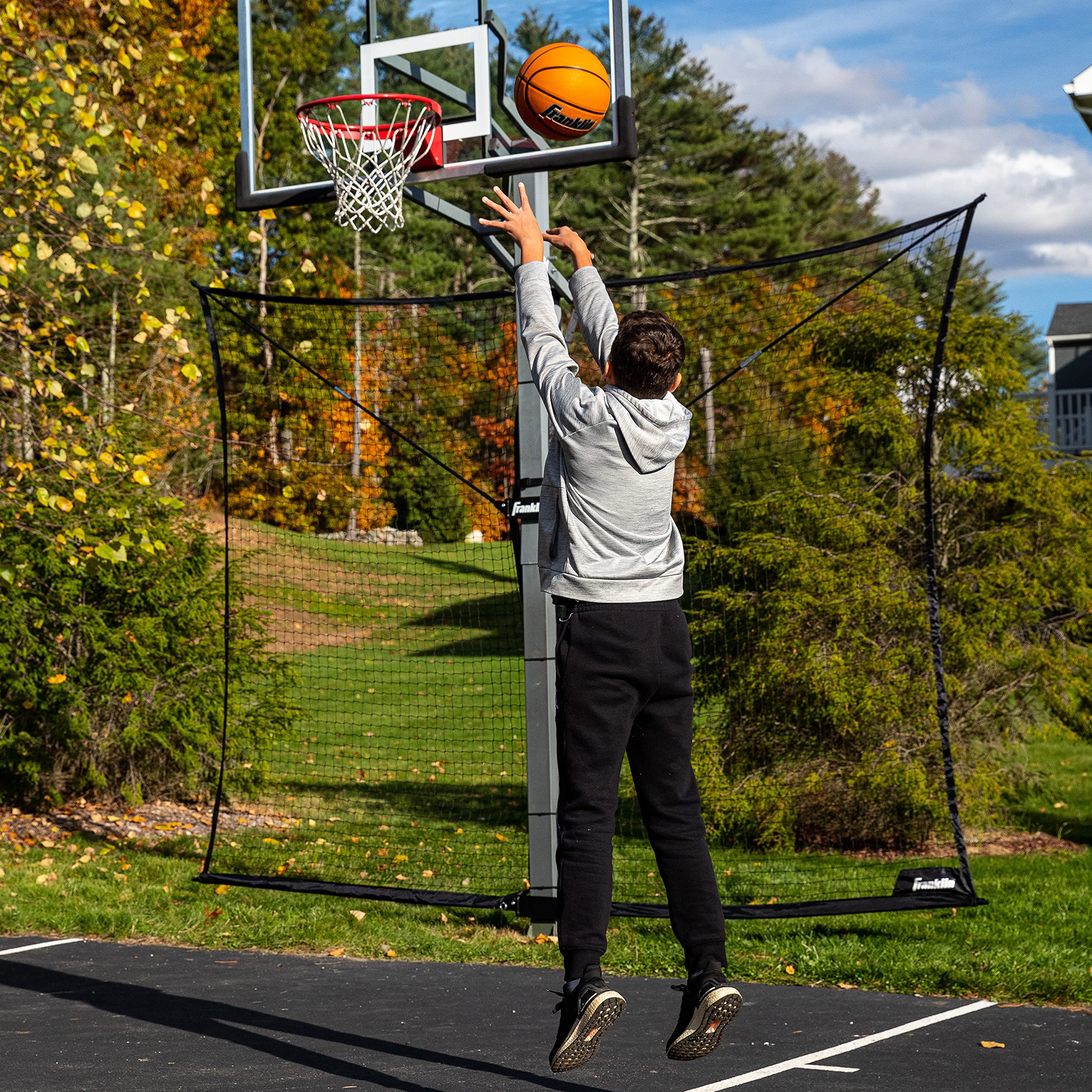 Franklin Sports Defender Net Pro - 10Ft. X 8Ft. Rebounder - Easily Fold And Quick Install - Defensive Net System, Black