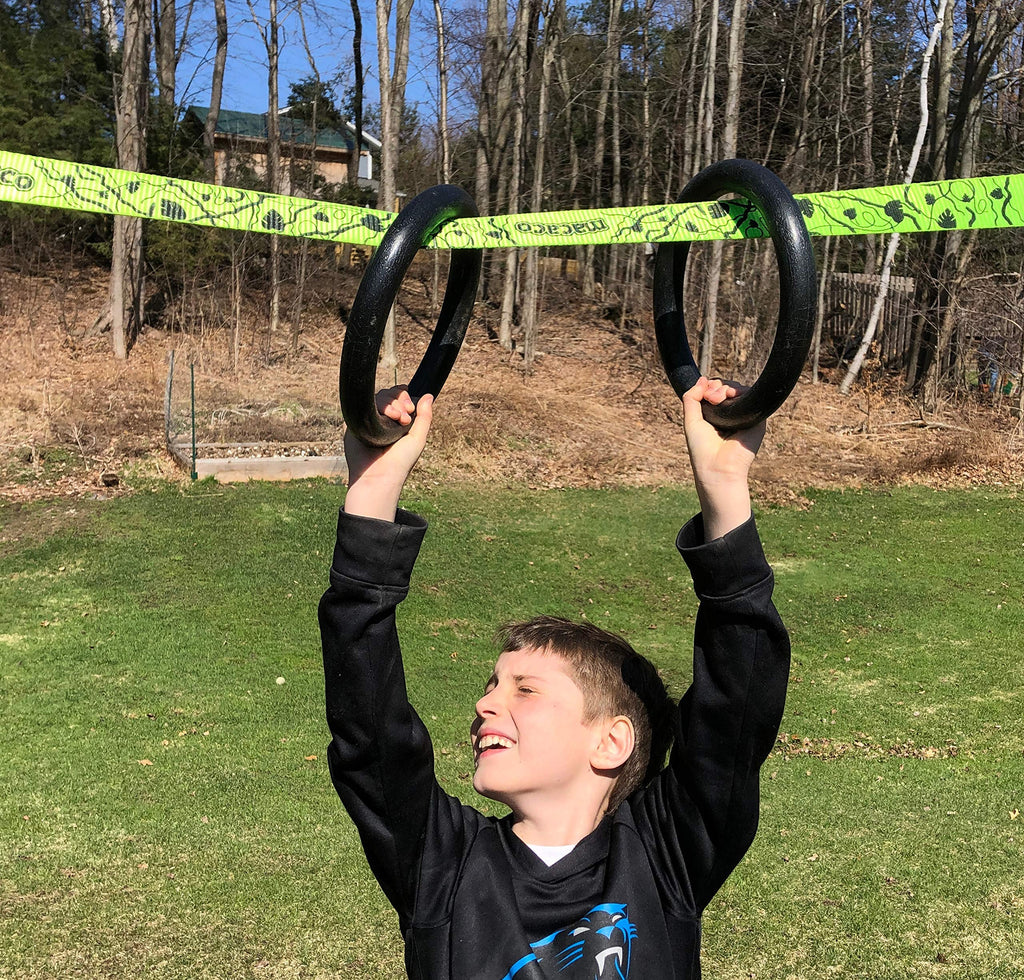 Ap Plus Ninja Warrior Rings - Set Of 2 Large Black Traverse Gymnastics Climbing, With Use On Obstacle Courses And Slack Lines, O