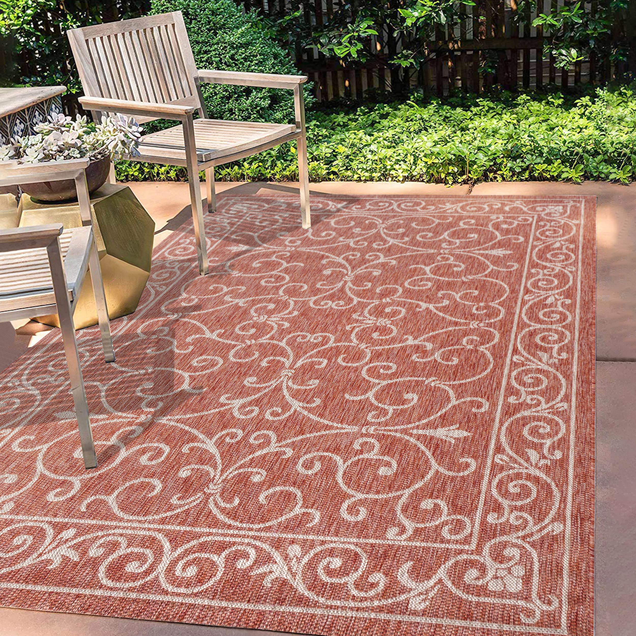 Jonathan Y Smb106B-9 Charleston Vintage Filigree Textured Weave Indoor Outdoor Area-Rug Classic Coastal Easy-Cleaning Bedroom Ki