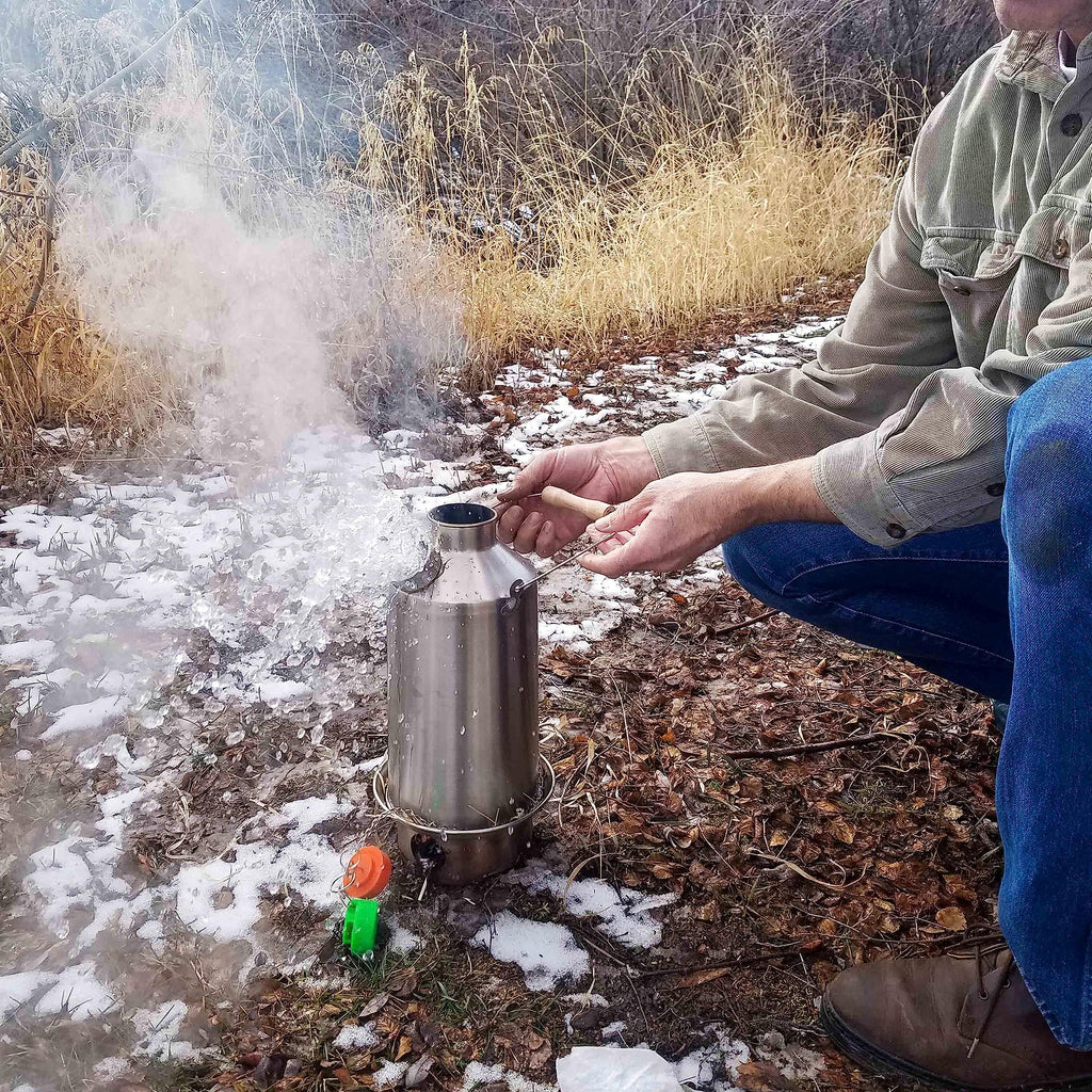'Base Camp' Kelly Kettle 54Fl.Oz | Stainless Steel | Whistles When Boiled | Kettle & Camp Stove In One | Ultra-Fast | Wood Fuell