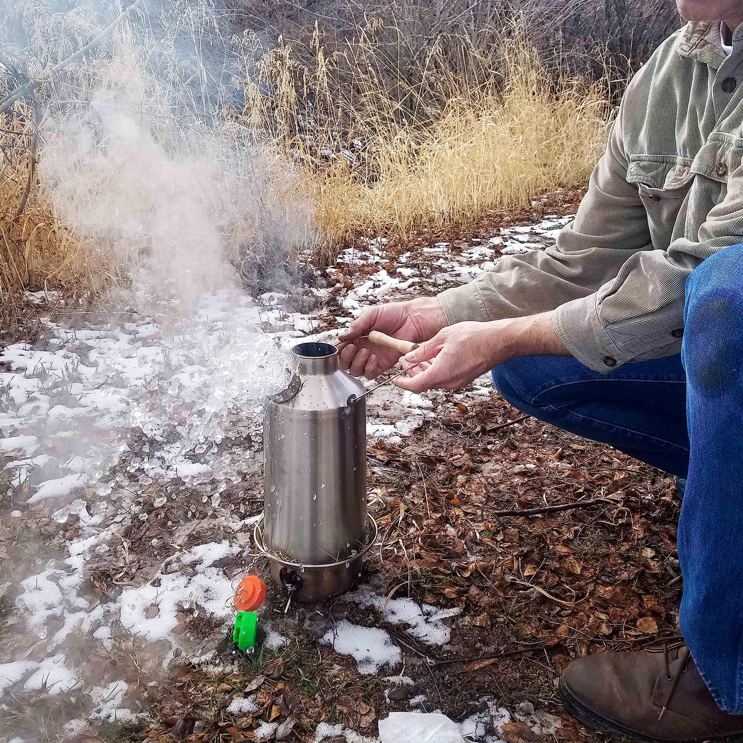 'Base Camp' Kelly Kettle 54Fl.Oz | Stainless Steel | Whistles When Boiled | Kettle & Camp Stove In One | Ultra-Fast | Wood Fuell