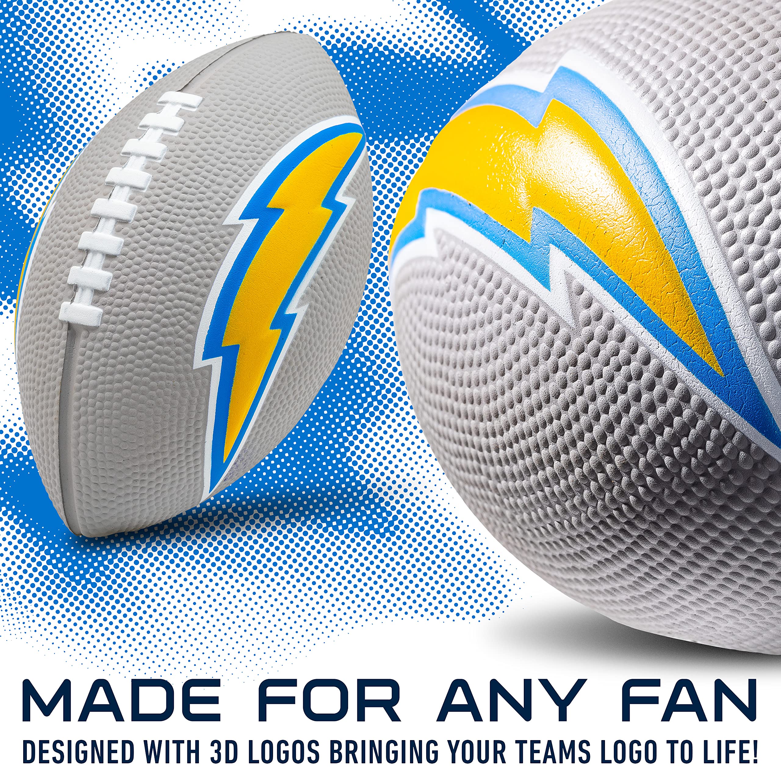 Franklin Sports Nfl Los Angeles Chargers Football - Kids Foam Football - Soft Football - Mini Size - Perfect For Gameday - 8.5''