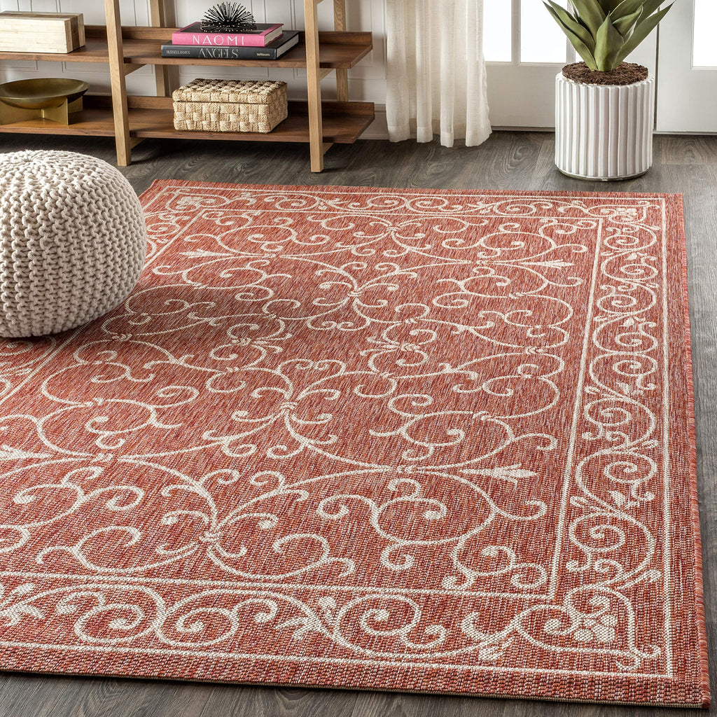 Jonathan Y Smb106B-9 Charleston Vintage Filigree Textured Weave Indoor Outdoor Area-Rug Classic Coastal Easy-Cleaning Bedroom Ki