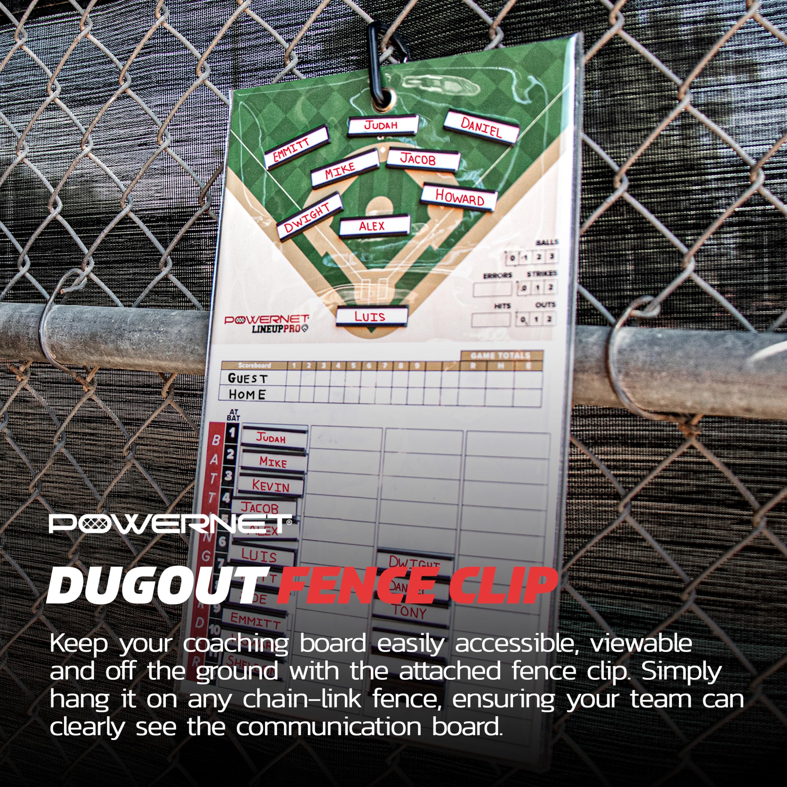 Powernet Magnetic Baseball Softball Lineup Coaching Board Double Sided With Fence Clip 2 Dry Erase Markers Weatherproof Sealed E