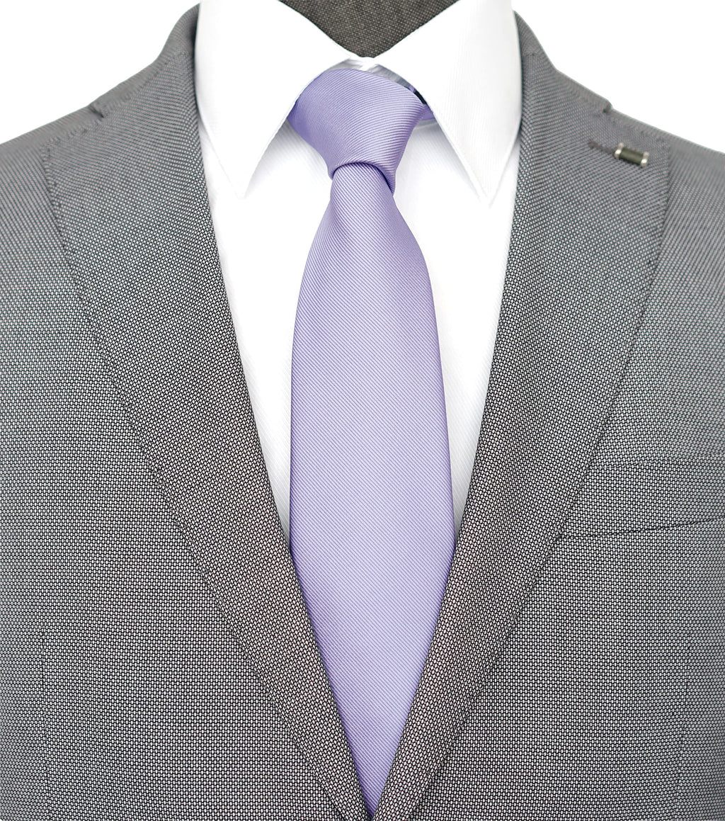 Zenxus Solid Skinny Ties For Men, 25 Inch Slim Lilac Lavender Ties Bulk For Wedding And Activities, 5-Pack