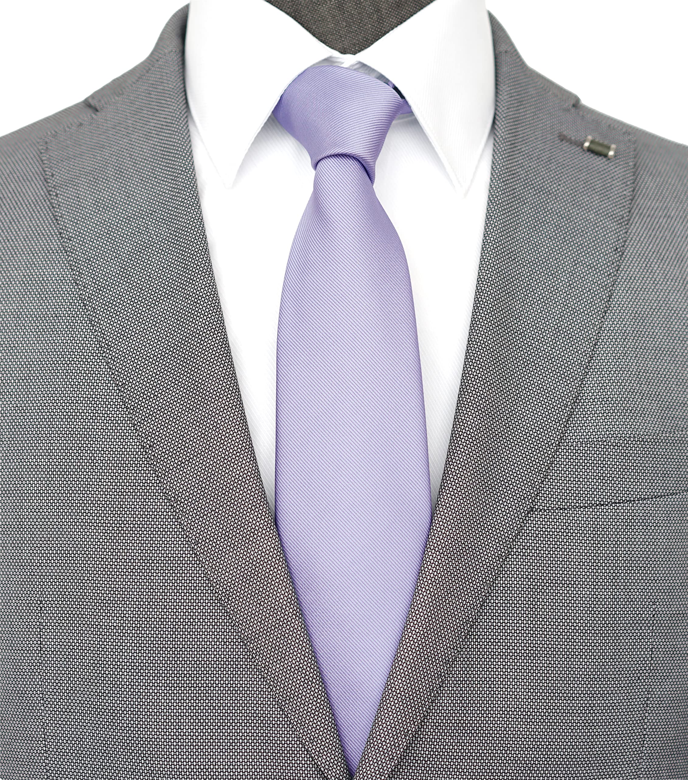 Zenxus Solid Skinny Ties For Men, 25 Inch Slim Lilac Lavender Ties Bulk For Wedding And Activities, 5-Pack