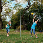 Sterling Sports Compact Tetherball Set For Outdoor Backyard With Ball And Rope Set, 9' Metal Pole, Air Pump Included