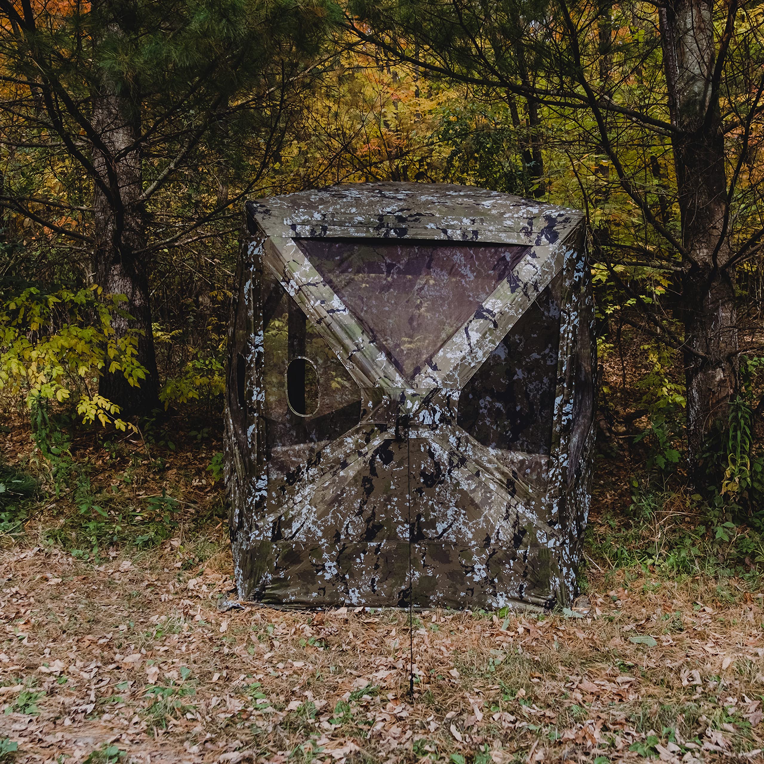 Barronett Blinds Big Mike, Portable Hunting Blind, Tall Hub Blind, Shoot While Standing, Low Profile Windows, 2-Person, Crater T